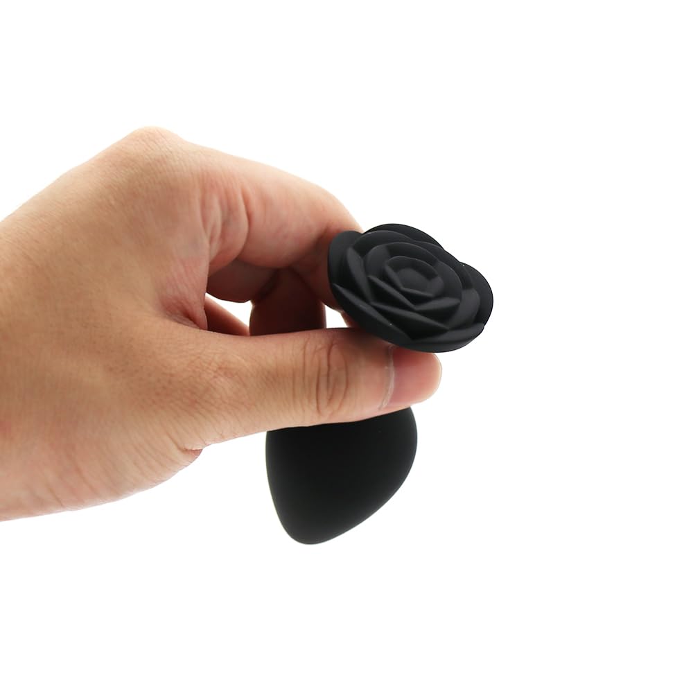 Premium Silicone Anal Plugs Set - 3 Pcs Floral Design Anal Training Kit for Adults (Black) | Comfortable & Body-Safe | Perfect for Beginners & Advanced Play | Enhance Intimacy & Explore Sensations