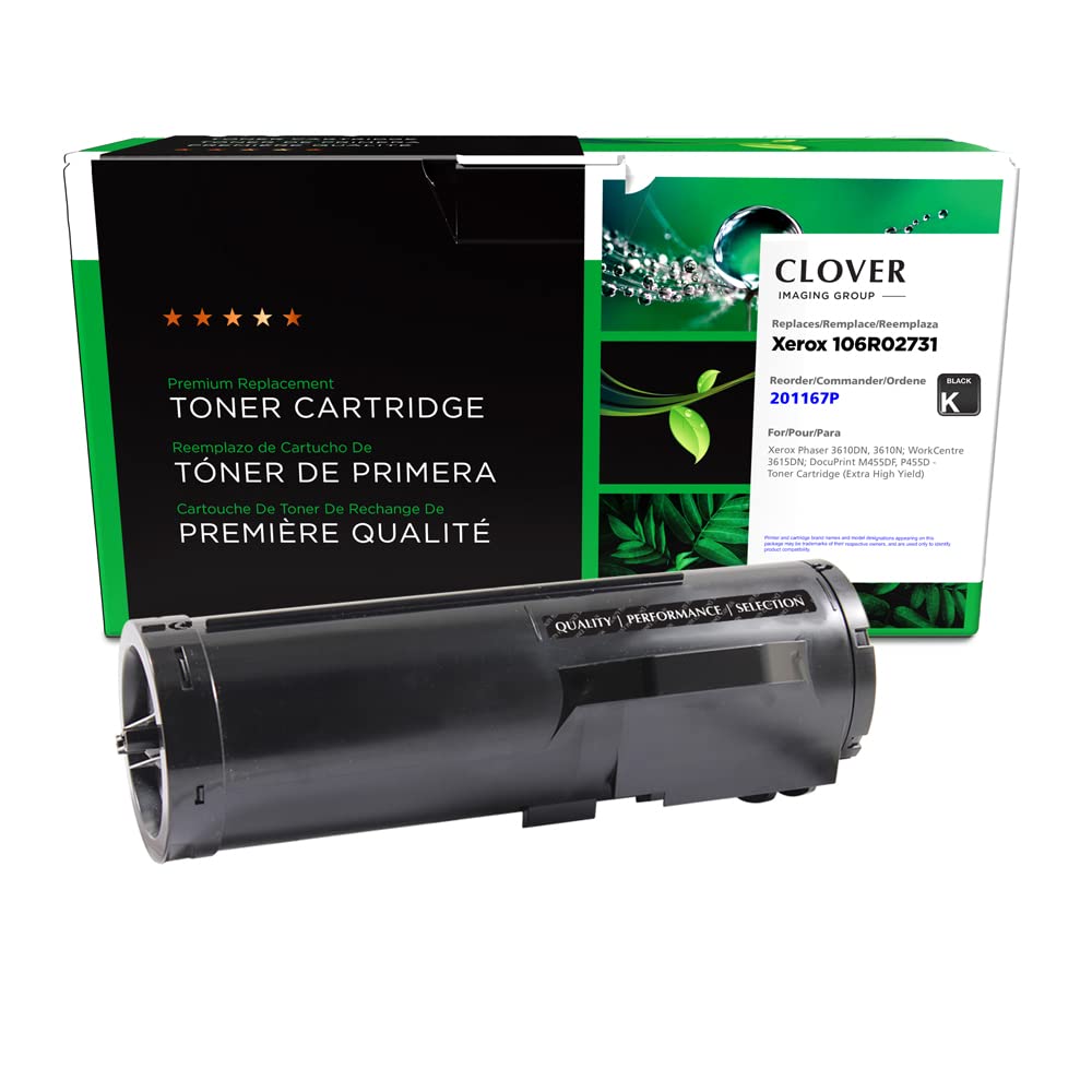 High-Quality Clover Remanufactured Black Toner Cartridge Replacement for Xerox 106R02731 | Extra High Yield | Compatible with Xerox Printers | Perfect for Office & Home Printing Needs