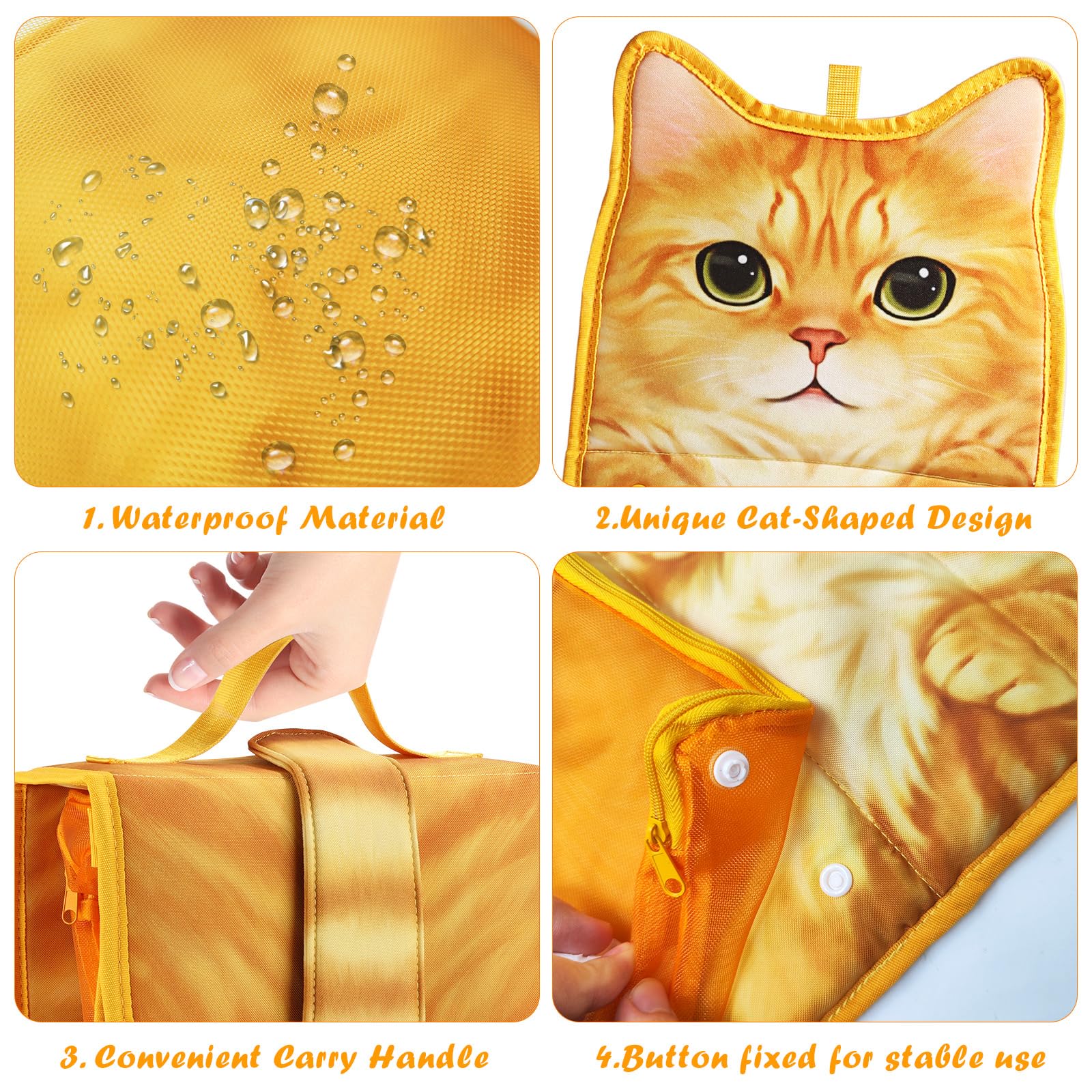 Waterproof Hanging Toiletry Bag for Travel - Cat Design Cosmetic Organizer for Women & Men - Perfect for Shampoo, Makeup & Toiletries - Ideal for Camping, Gym & Vacation Trips