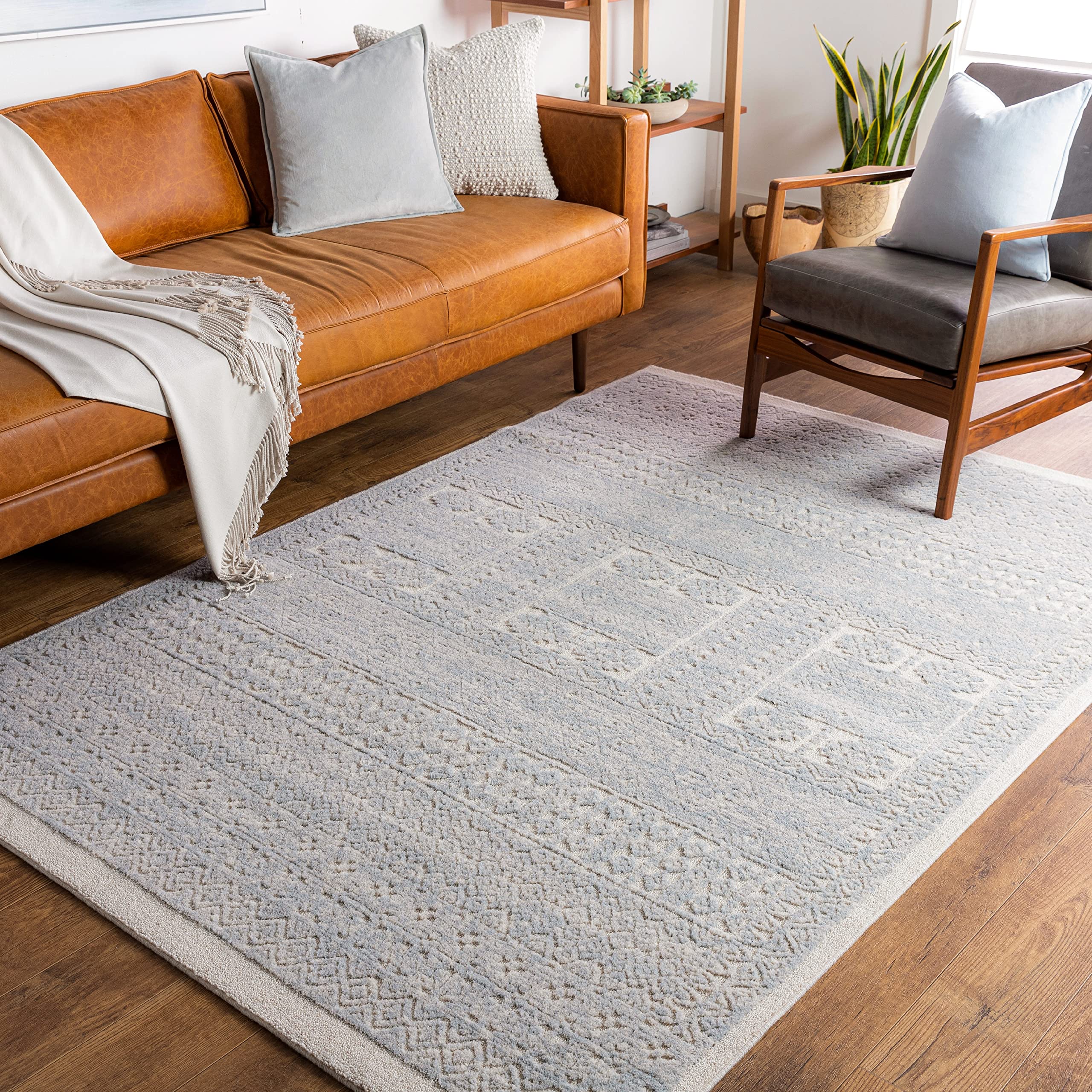 Mark&Day 5x7 Modern Teal Area Rug - Soft Blue Cream Carpet for Living Room, Bedroom, Kitchen - Non-Slip & Easy to Clean - Perfect for Home Decor & High Traffic Areas (5'3