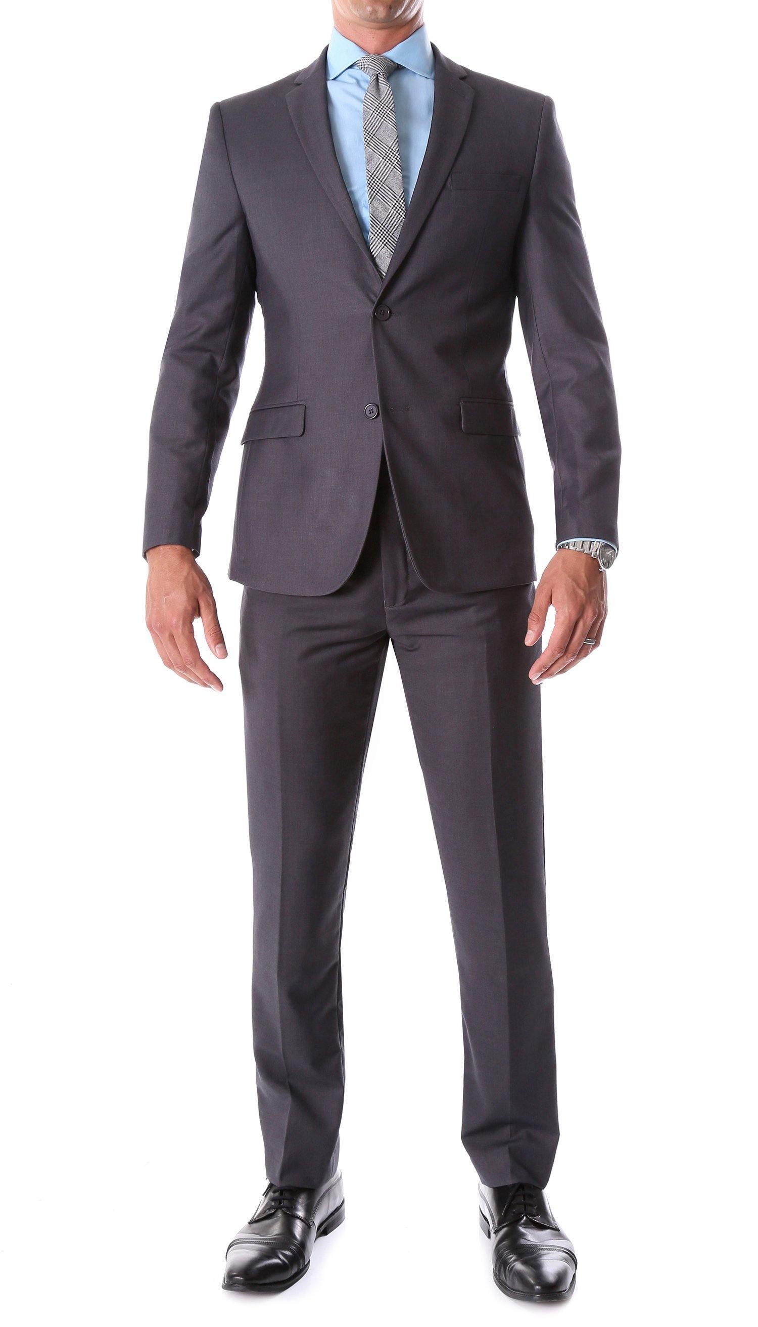 Oslo Collection Slim Fit 2-Piece Suit for Men - Charcoal Gray Business Formal Attire | Perfect for Weddings, Office & Special Occasions