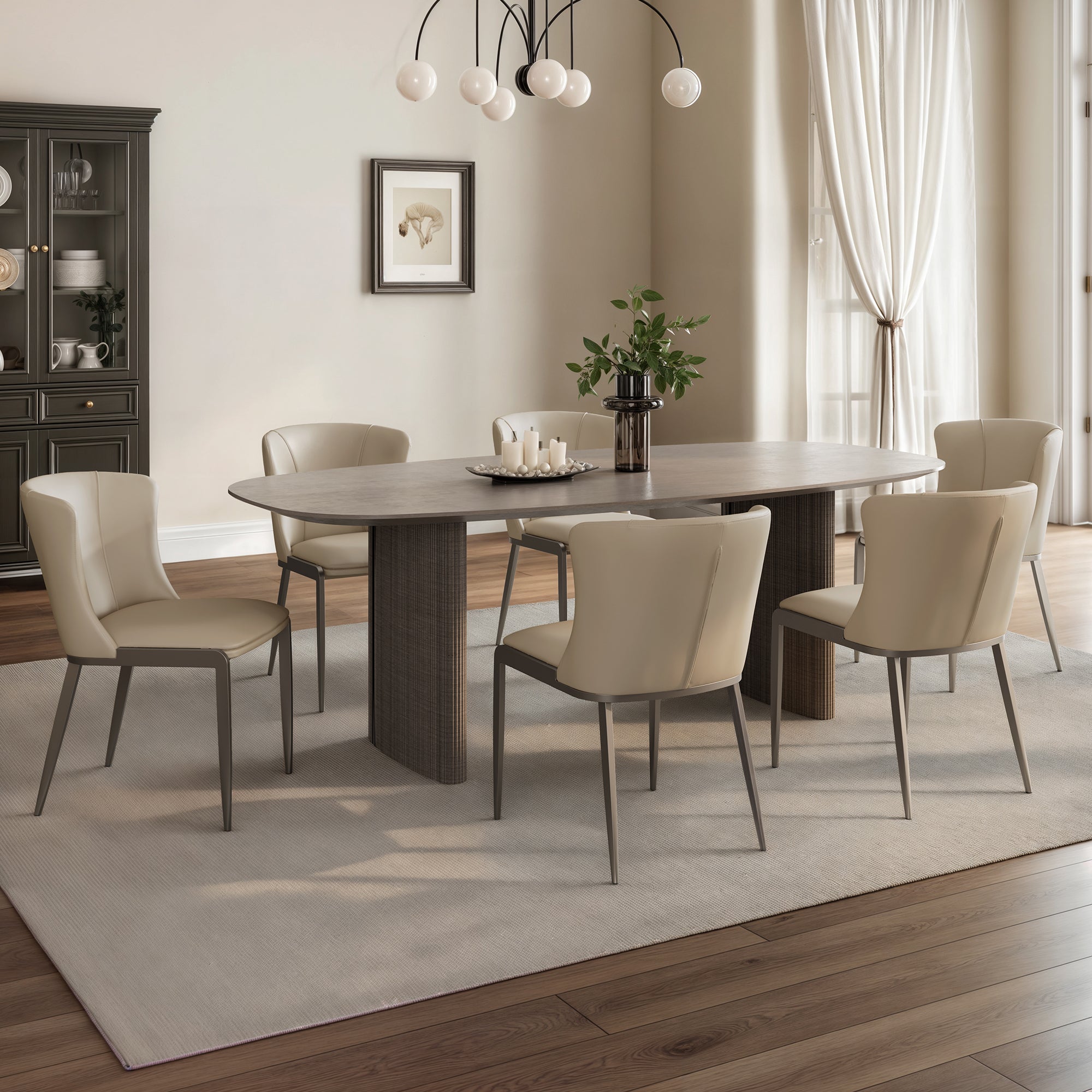 Aurelia Upholstered Dining Chairs Set of 2 - Beige Fabric Side Chairs for Kitchen, Dining Room & Breakfast Nook | Comfortable & Stylish Seating Solution