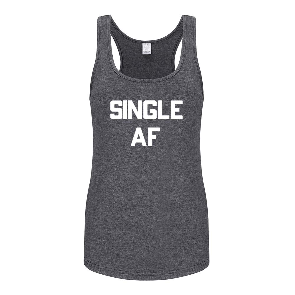 Funny Workout Tank Tops for Women - 'Single AF' Novelty Gym Shirts | Racerback Sleeveless Fitness Tops for Running, Yoga & Gym Workouts