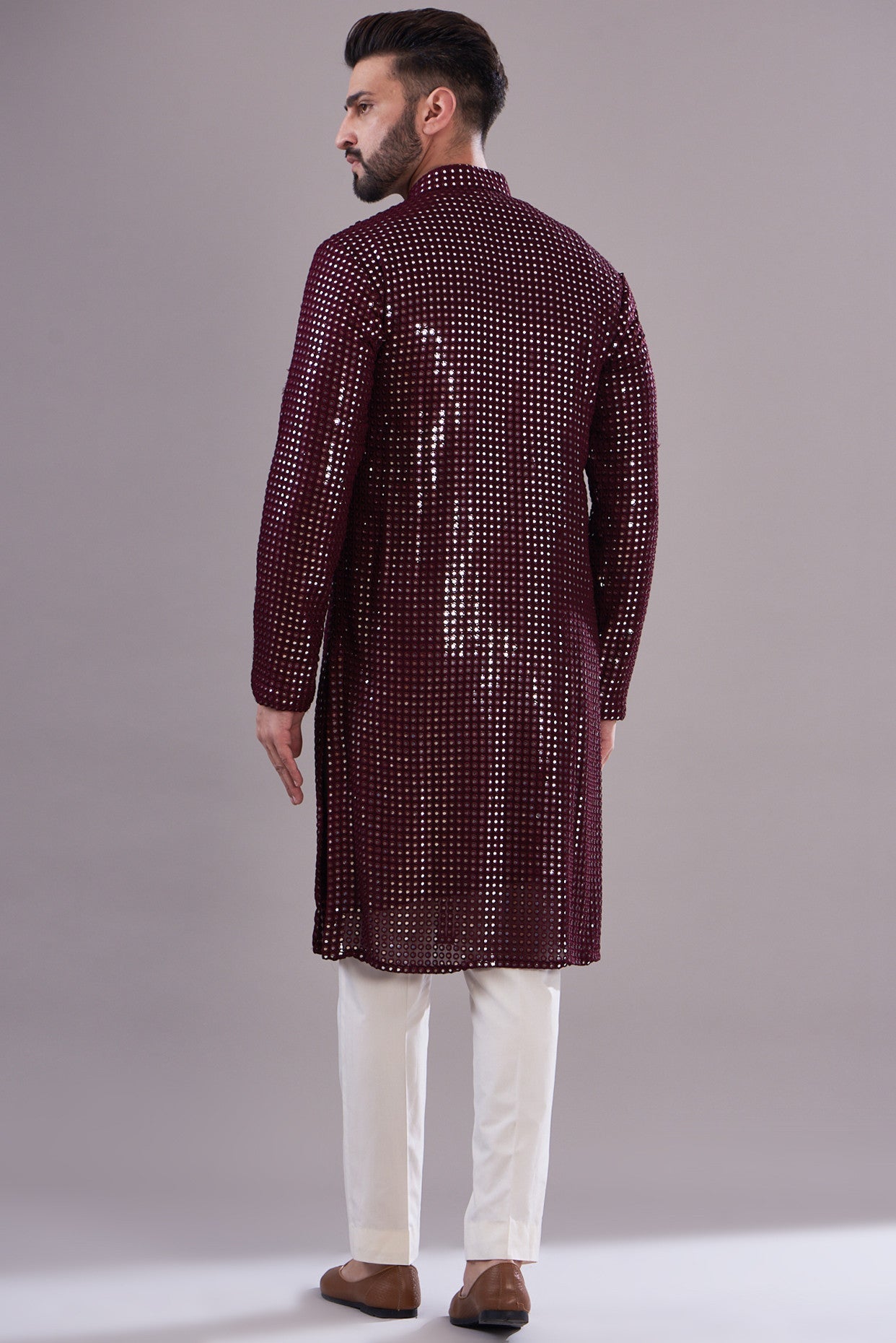 Stylish Maroon Mirror Work Kurta for Women - Traditional Indian Embroidered Tunic Top - Perfect for Festivals, Weddings & Casual Wear