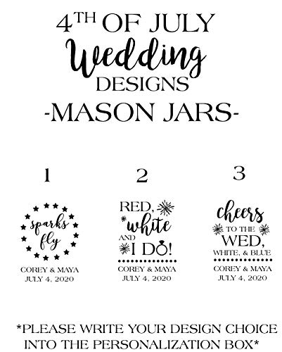 Bulk Personalized Patriotic Wedding Mason Jars - 4th of July Wedding Favors for Guests | Perfect for Independence Day Celebrations & Outdoor Weddings