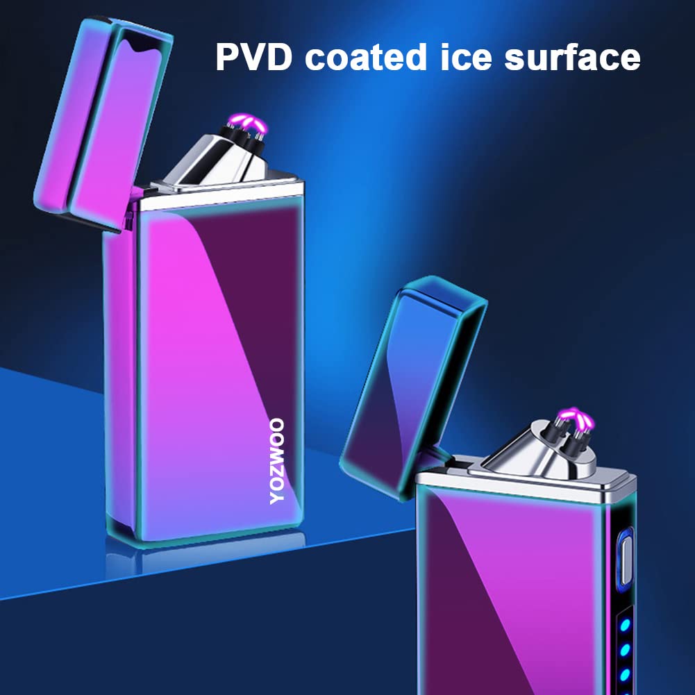 YOZWOO USB Rechargeable Plasma Lighter - Windproof Dual Arc Lighter for Camping & Gifts