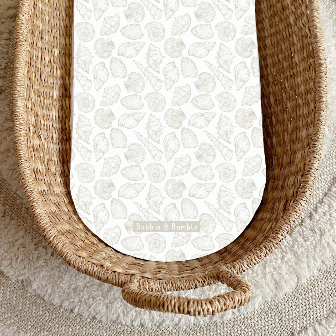 Seashells PVC Changing Basket Liner | Waterproof Diaper Organizer for Nursery | Perfect for Baby Changing Stations & Nursery Organization