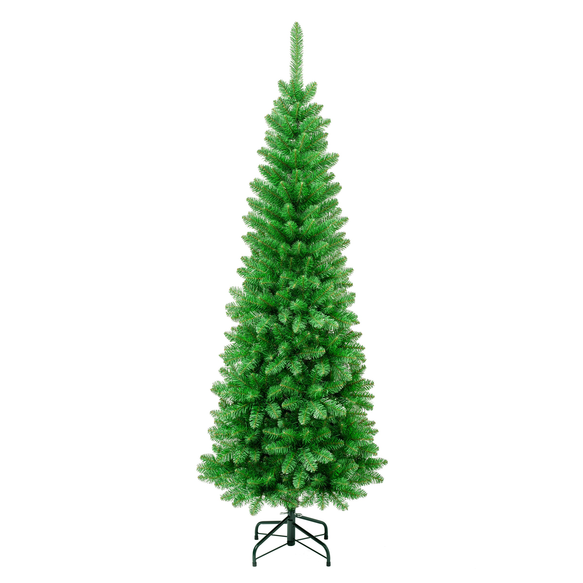 6 ft. Artificial Pencil Slim Christmas Tree - Realistic PVC Needles for Holiday Decor, Home, Office, and Party Decoration