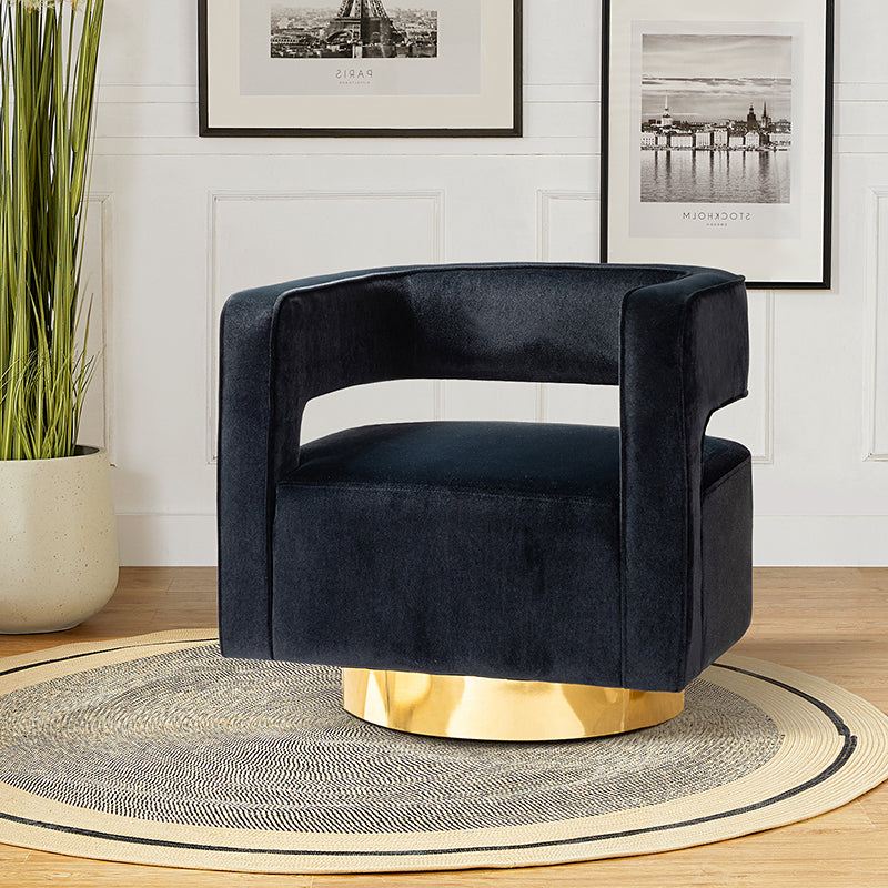 Agata Velvet Swivel Barrel Armchair - Modern Velvet Accent Chair with 360° Rotation for Living Room, Bedroom & Office