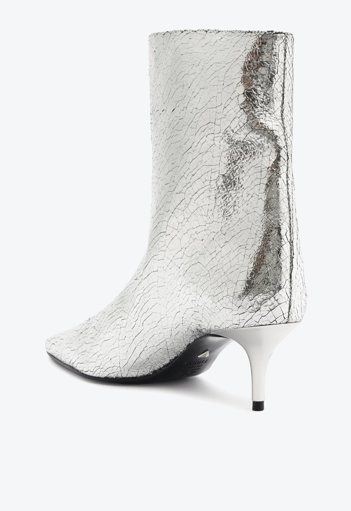 Frances Crackled Leather Bootie F24 - Mid Heel Height (S2194500120006) - Stylish Ankle Boots for Women, Perfect for Office, Parties & Fall Fashion