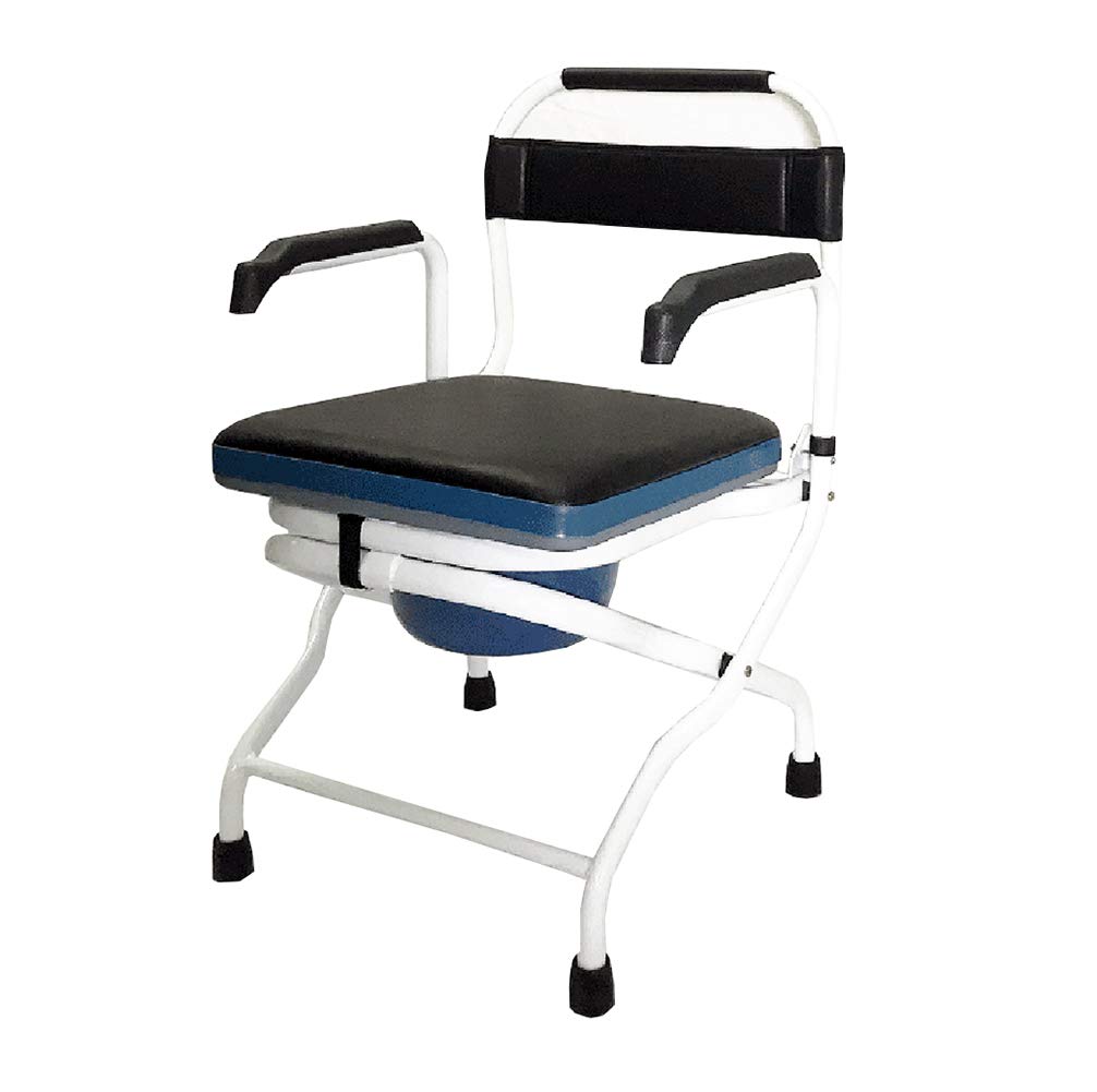 Adjustable Folding Portable Medical Bedside Commode Toilet Chair with Arms - Shower Safe Mobility Aid for Elderly, Handicap & Pregnant Women - Ideal for Home Care, Post-Surgery Recovery & Bathroom Safety