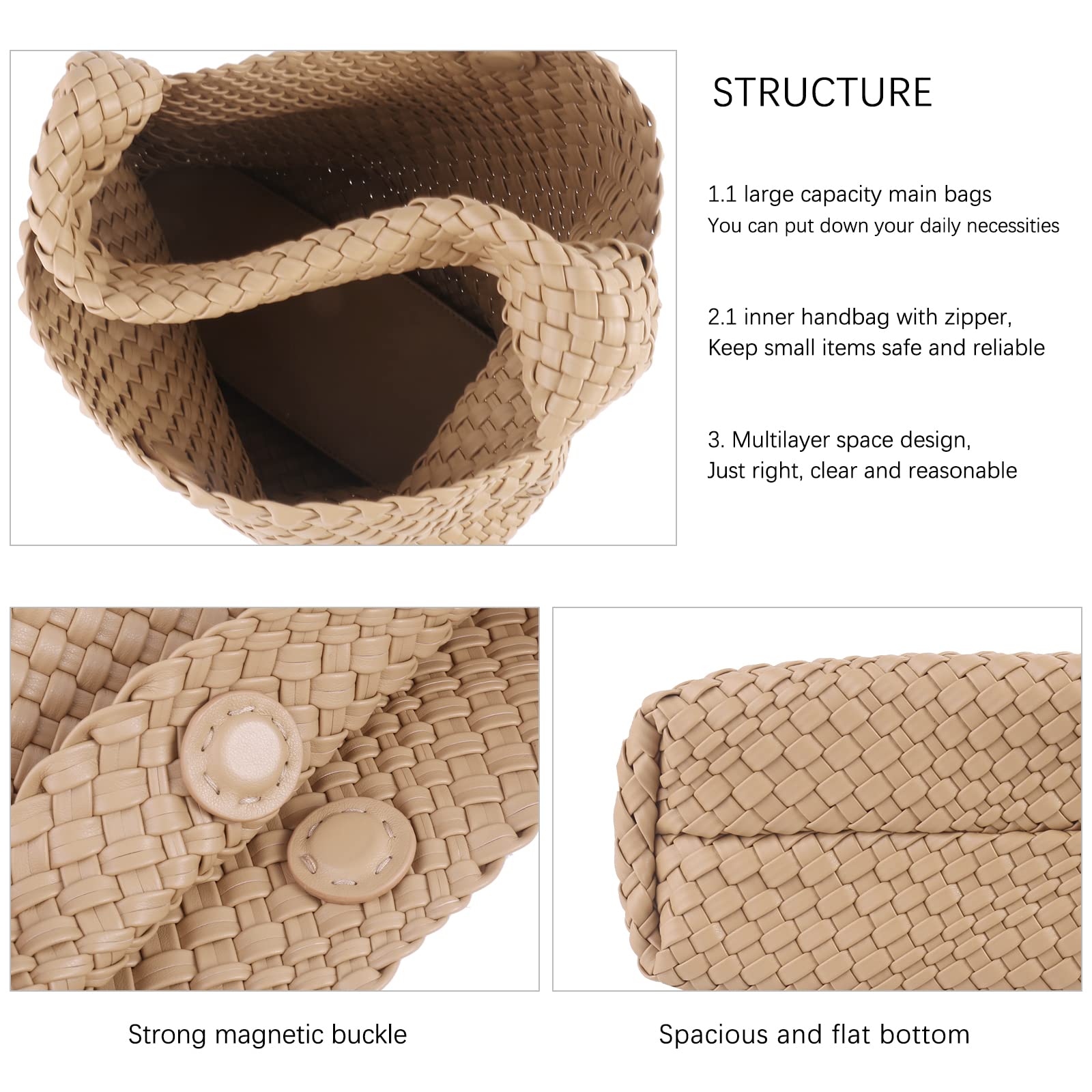 SUMICH Vegan Leather Hand-Woven Women's Tote Bag - Stylish Top Handle Satchel Purse for Ladies | Perfect for Work, Travel & Everyday Use