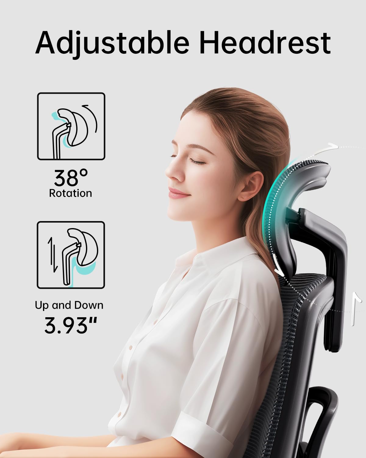 Hbada Ergonomic Office Chair - 3D Adjustable Armrests & Lumbar Support, High Back Mesh Computer Desk Chair for Big and Tall Users, Black - Perfect for Home Office, Gaming & Workspace Comfort