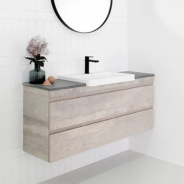 ADP Glacier Pro Semi-Recessed All-Drawer Twin Vanity with Solid Surface Top - Modern Bathroom Sink Cabinet for Master Bath & Guest Room Remodel