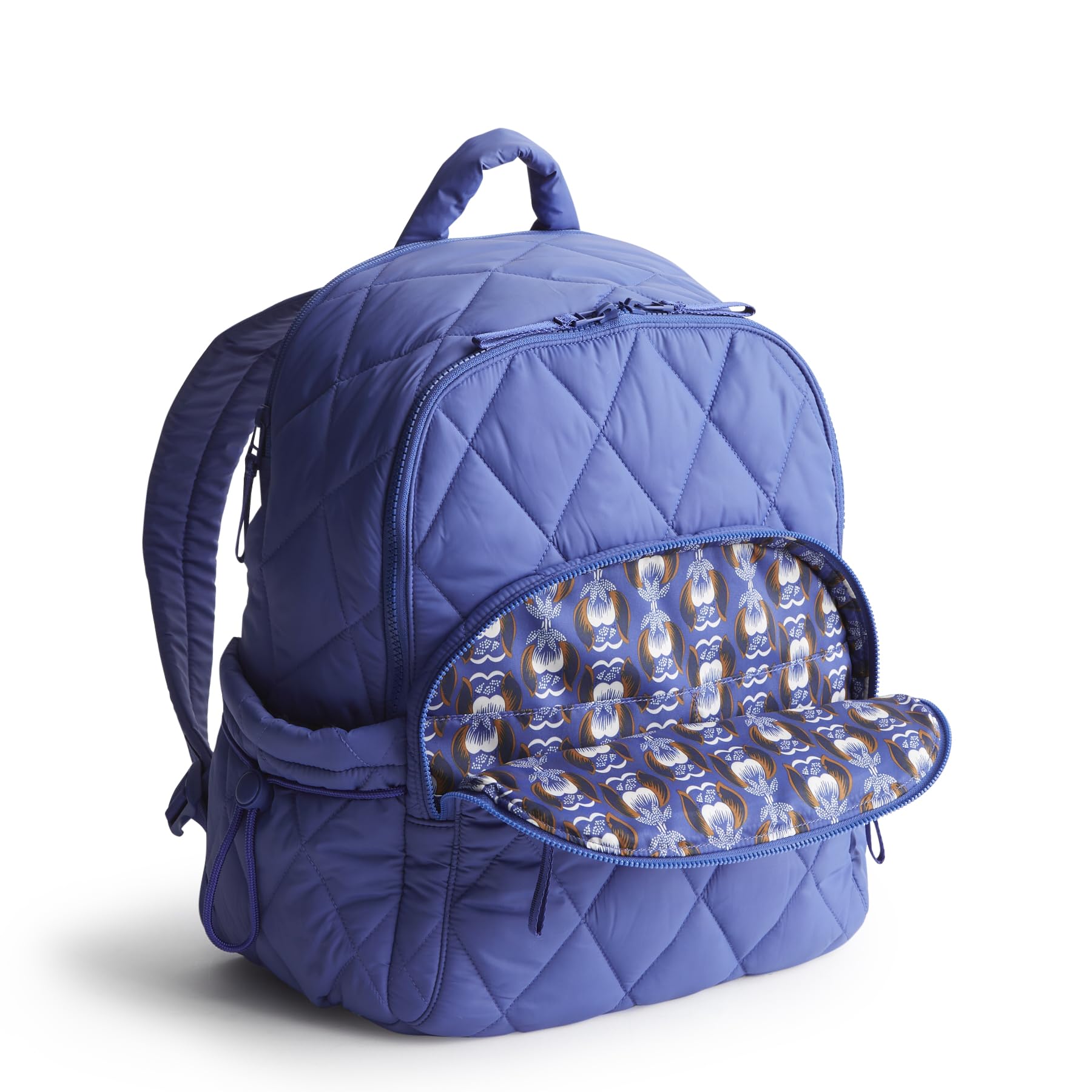 Vera Bradley Featherweight Bancroft Backpack - Lightweight Travel Backpack for Women, Deep Ultramarine Blue, Perfect for School, Work & Travel