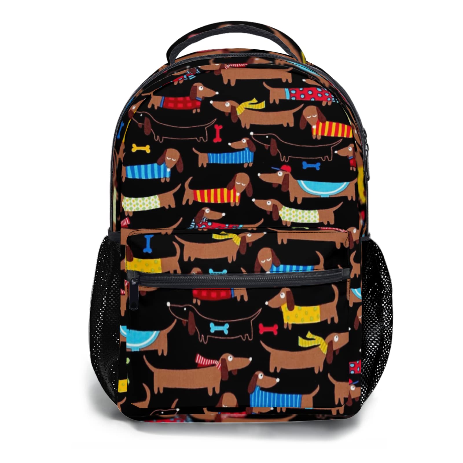 Cute Dachshund Dog Lovers Backpack - Funny Puppy Design School Bag for Kids & Teens - Durable Laptop Daypack for Travel, School & College - Perfect Gift for Boys & Girls Who Love Dogs