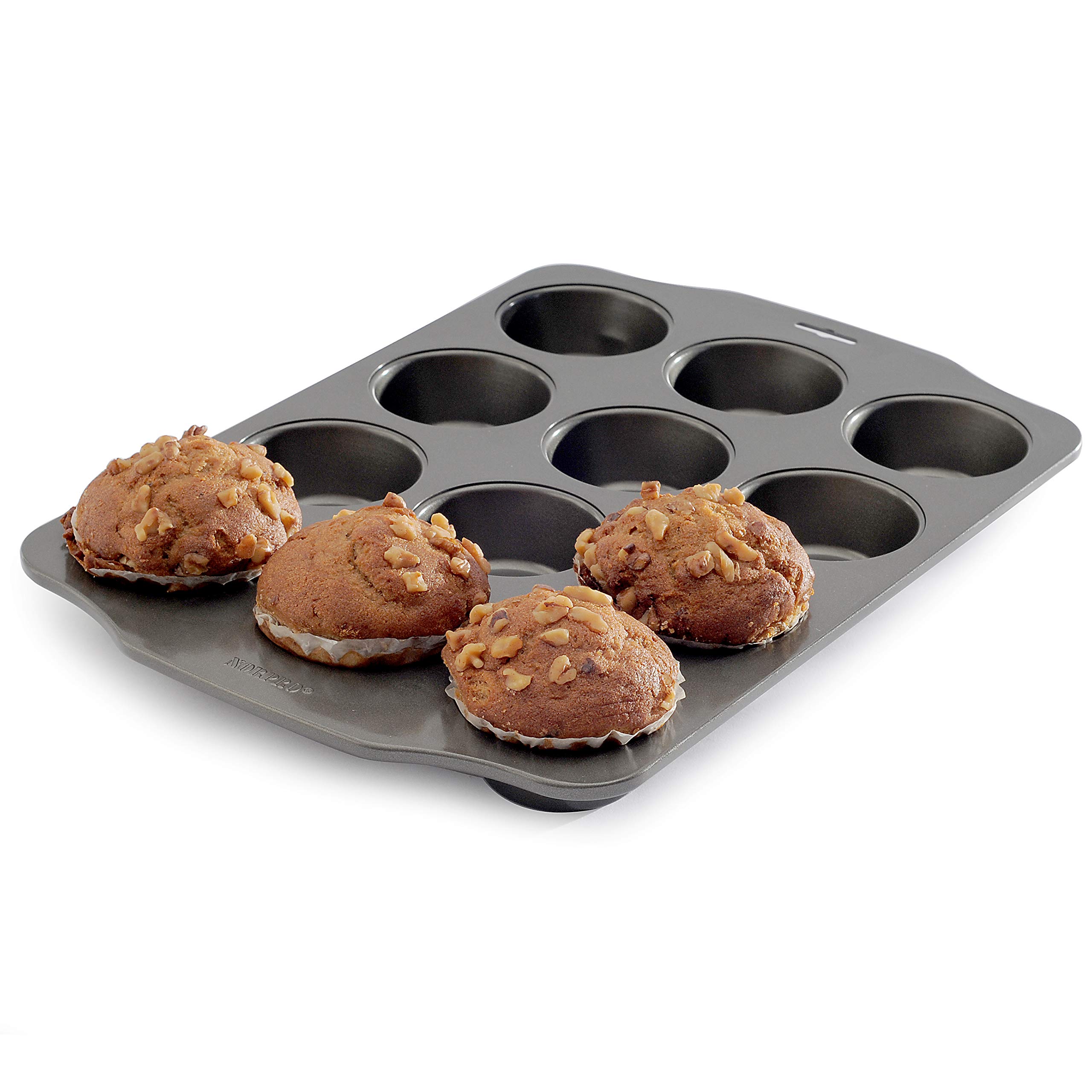 NORPRO 12-Cup Nonstick Muffin Pan - Heavy Duty Carbon Steel Baking Tray for Cupcakes, Muffins, and Mini Pies - Perfect for Home Baking, Parties, and Holiday Treats