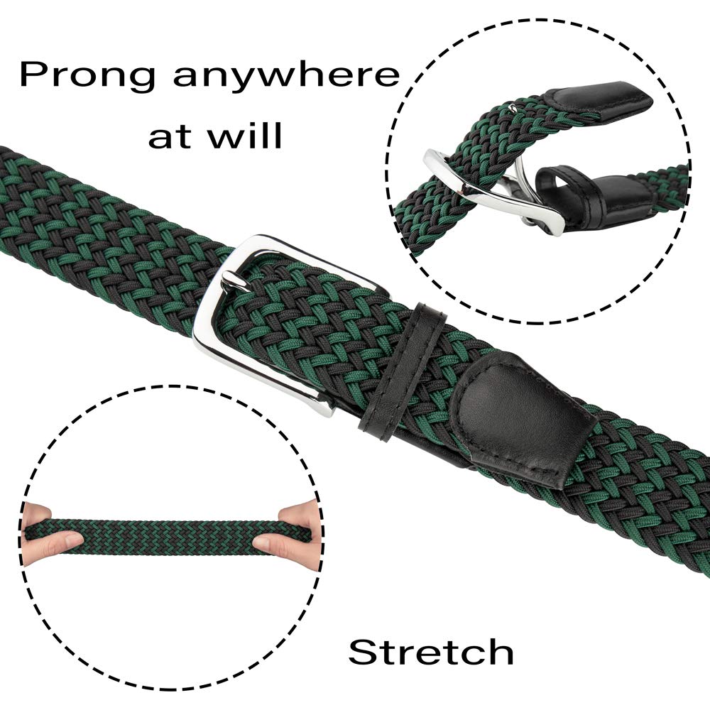 JUKMO Elastic Braided Belt for Men & Women - Adjustable Stretch Woven Waist Belt with Gift Box - Perfect for Casual Wear, Office Outfits & Jeans