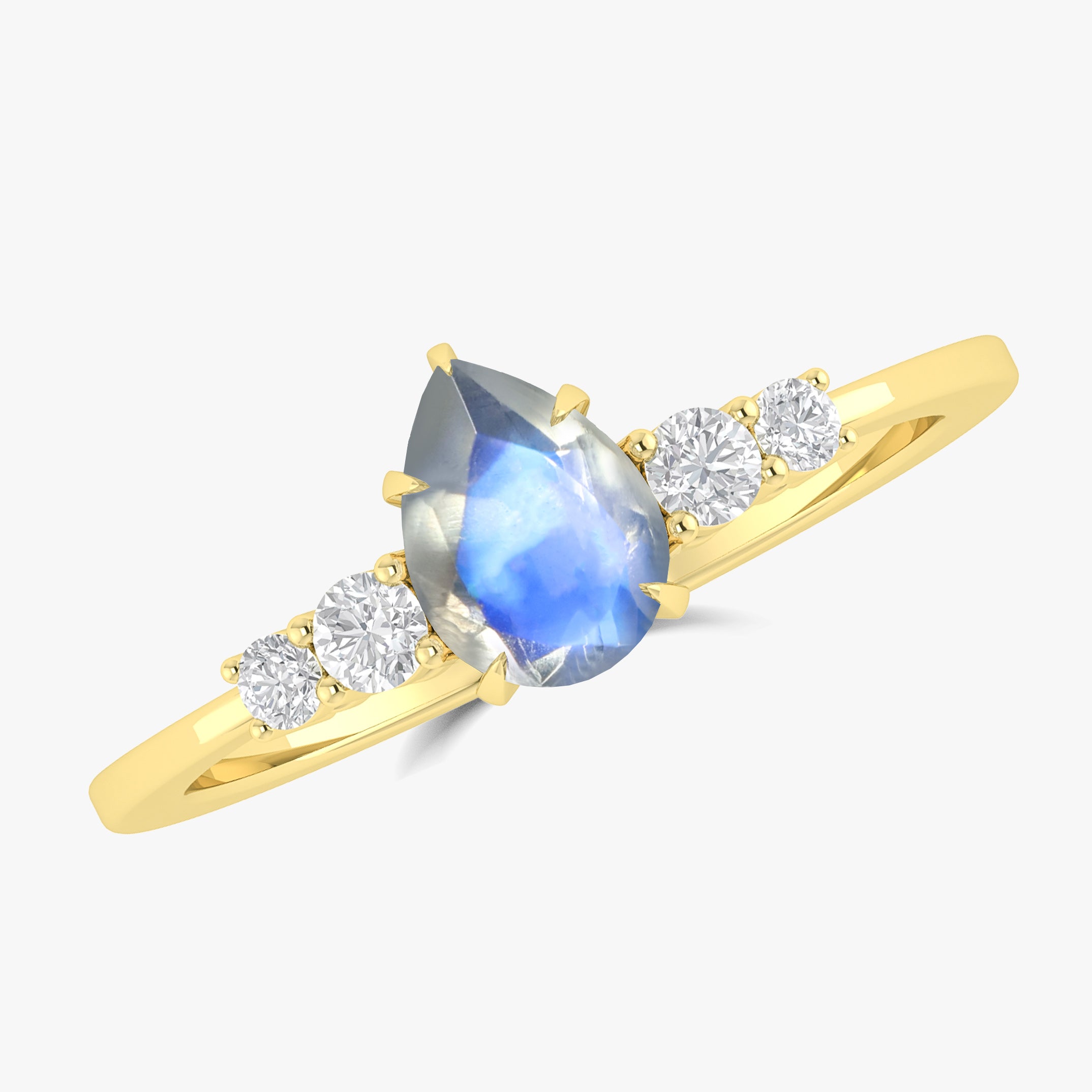 Natural Rainbow Moonstone Faceted Pear Ring – Elegant Handmade Jewelry for Women | Perfect for Weddings, Parties & Everyday Wear