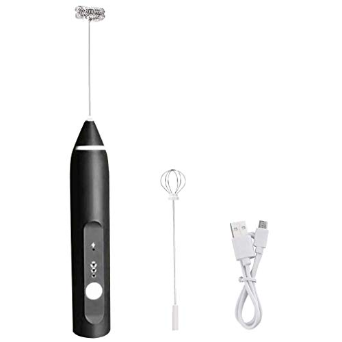 **Liu Nian Rechargeable Electric Egg Beater - Stainless Steel Handheld Whisk Blender with Milk Frother, Includes Charging Cable (Black) - Perfect for Baking, Cooking & Making Coffee Foam**