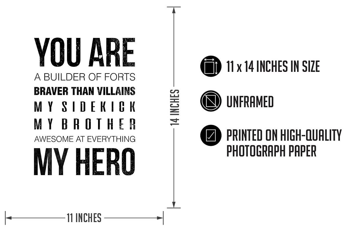 Govivo You Are My Hero Wall Art Print - 11x14 Inspirational Typography Decor for Home & Office - Motivational Quote Poster on Premium Photo Paper - Perfect for Living Room, Bedroom & Gift Giving