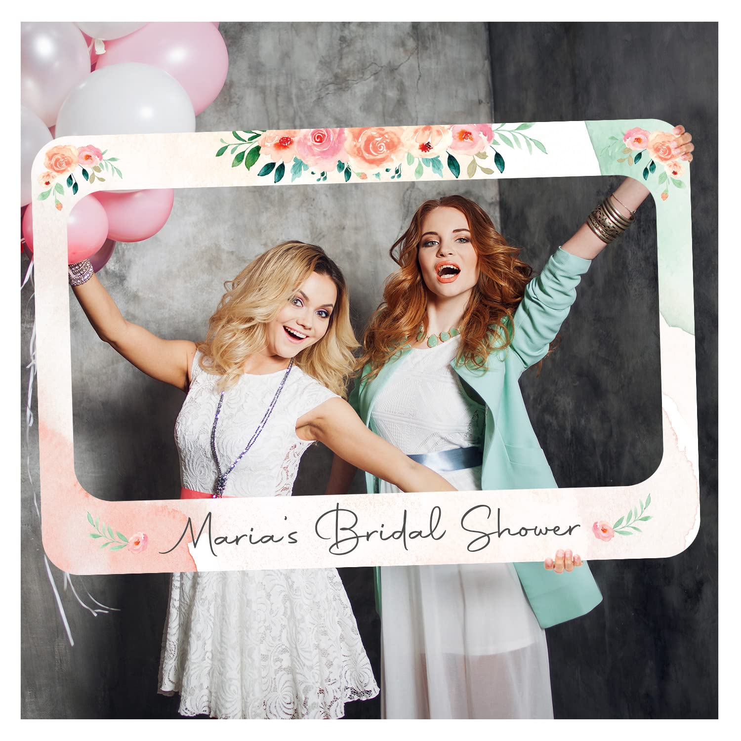 Personalized Floral Bridal Shower Photo Booth Frame - Custom Wedding Photo Prop - PVC Board Backdrop for Bridal Parties, Baby Showers & Anniversary Celebrations