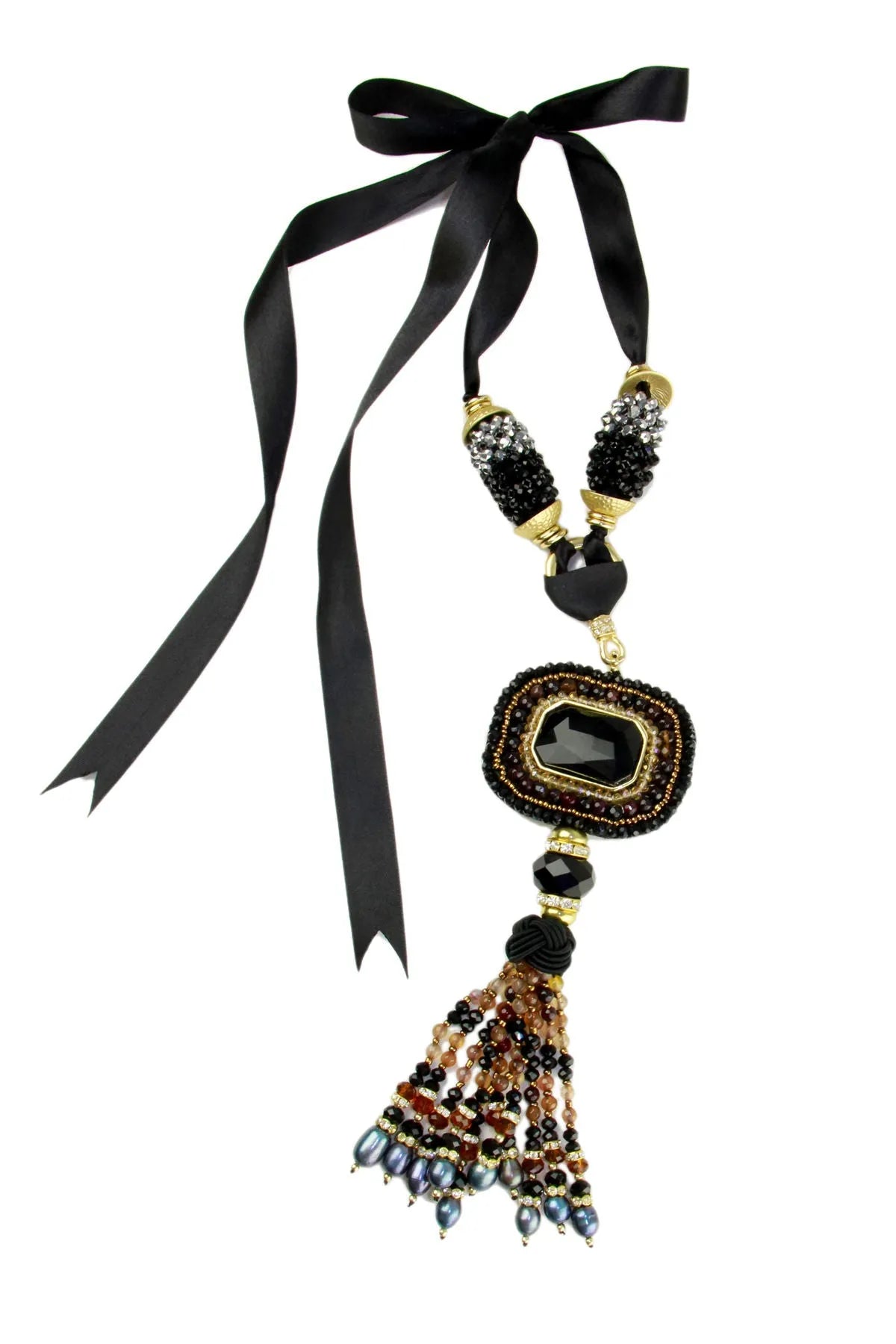 Tribal Tassel Ribbon Statement Necklace for Women - Boho Chic Beaded Layered Necklace - Perfect for Festivals, Parties & Everyday Wear