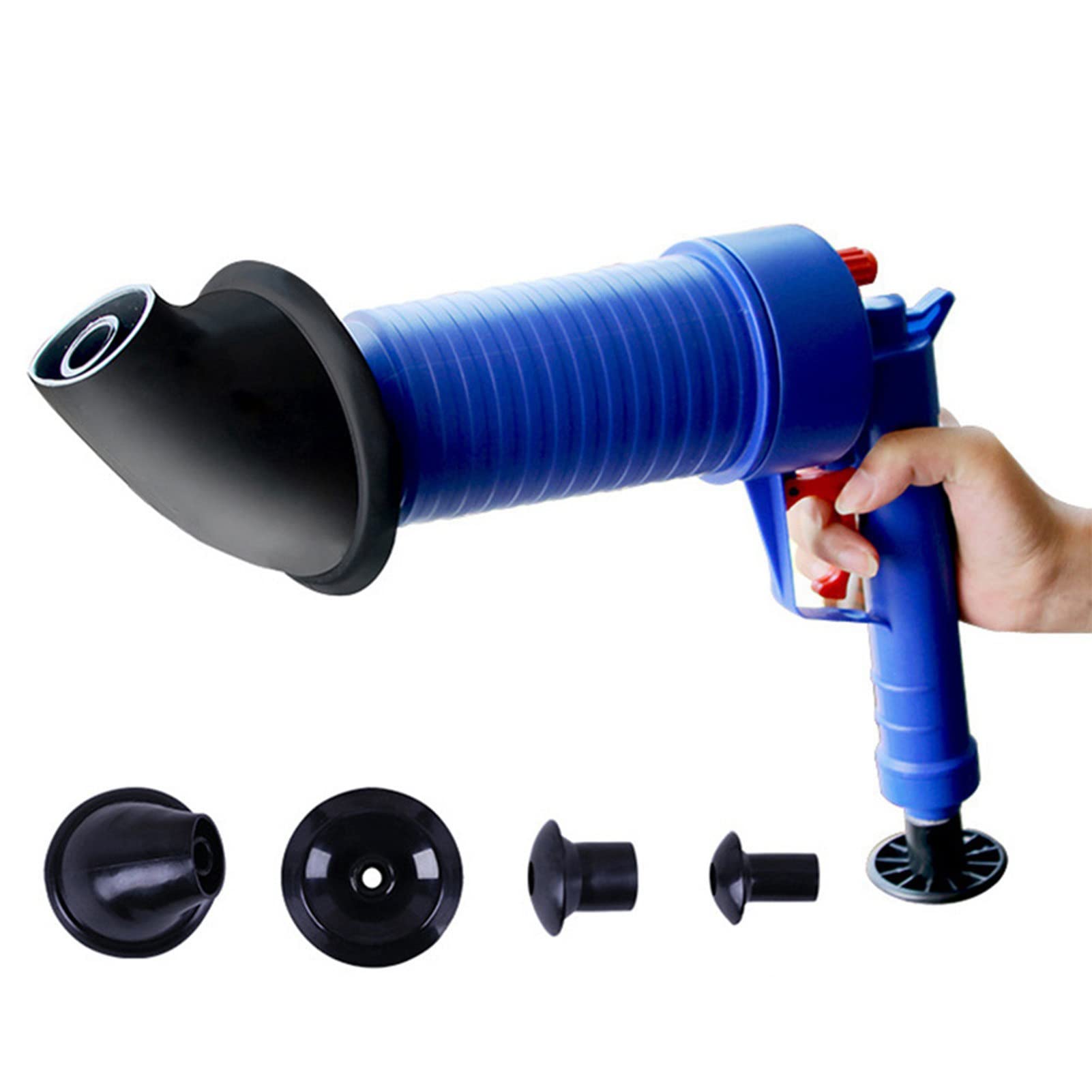 **High Pressure Air Power Drain Blaster Plunger Gun - Toilet, Sink & Bathroom Drain Cleaner - Unclog Blocked Pipes Fast - Home & Kitchen Drain Opener Tool (Great for Hair, Grease & Debris Removal)**    *(Use Cases: Perfect for clogged sinks, showers, bathtubs, and toilets in homes, apartments, and commercial spaces.)*