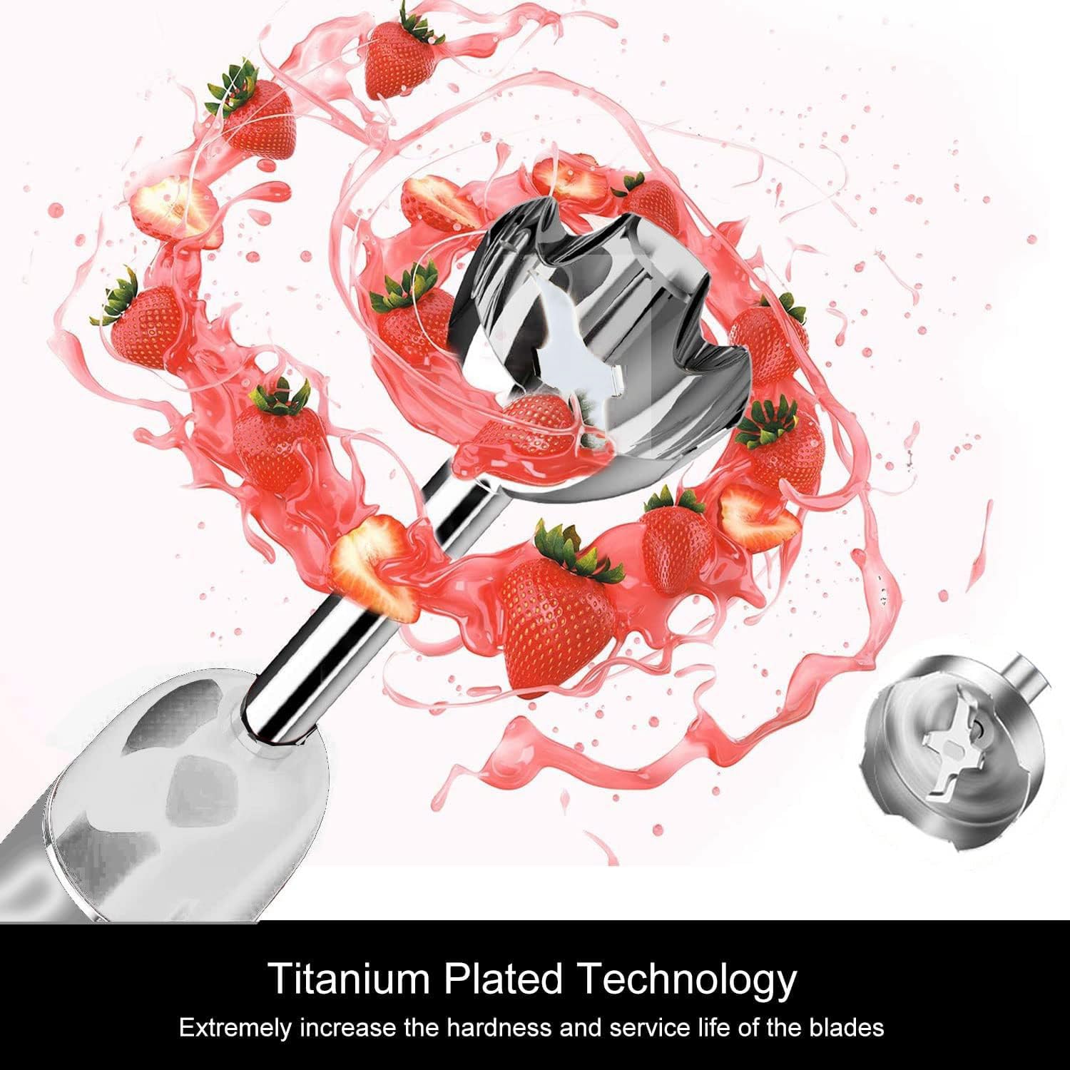 MegaWise Pro Titanium Reinforced 3-in-1 Immersion Hand Blender with 12-Speed Settings - 800W Powerful Copper Motor, 80% Sharper Stainless Steel Blades, Includes Dishwasher-Safe Whisk & Milk Frother - Perfect for Smoothies, Soups, Sauces & Baking at Home