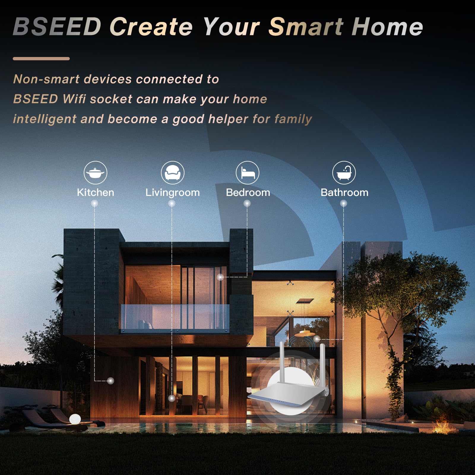BSEED Tuya Smart WiFi Socket - Compatible with Apple HomeKit, Alexa & Google Assistant, Voice Control, EU Standard Plug, White - Perfect for Smart Home Automation & Remote Control