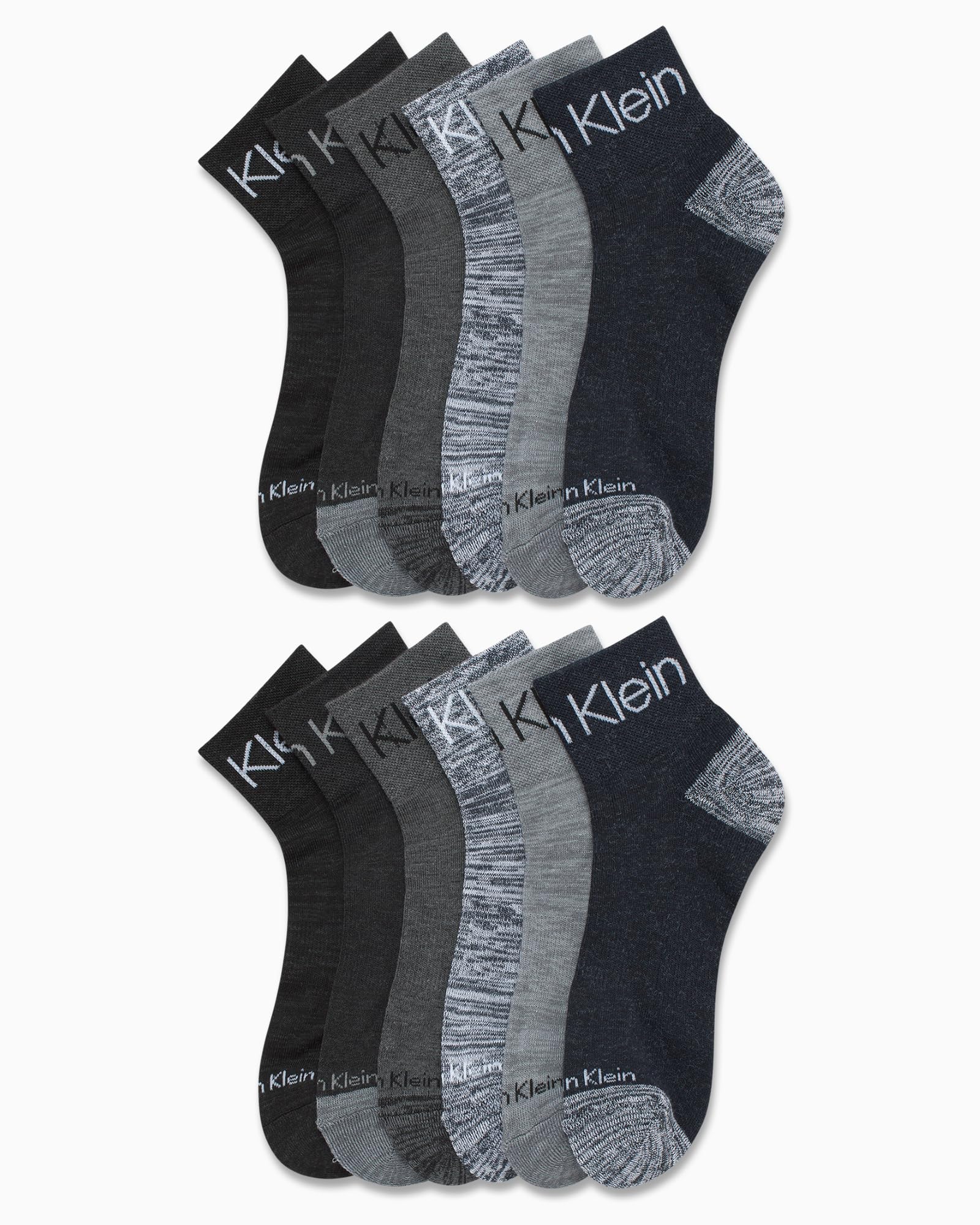 Calvin Klein Men's Athletic Cushioned Quarter Cut Ankle Socks - 12 Pack for Running, Gym & Everyday Comfort | Breathable & Supportive Workout Socks