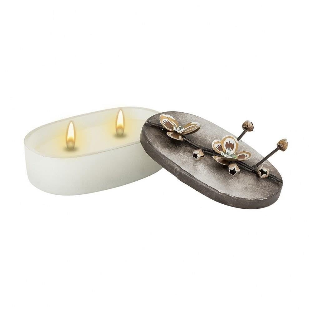 Elk Lighting 447426 Antique Copper Frosted Glass Candle Holder - Vintage Home Decor for Living Room, Bedroom, and Dining Table Centerpiece