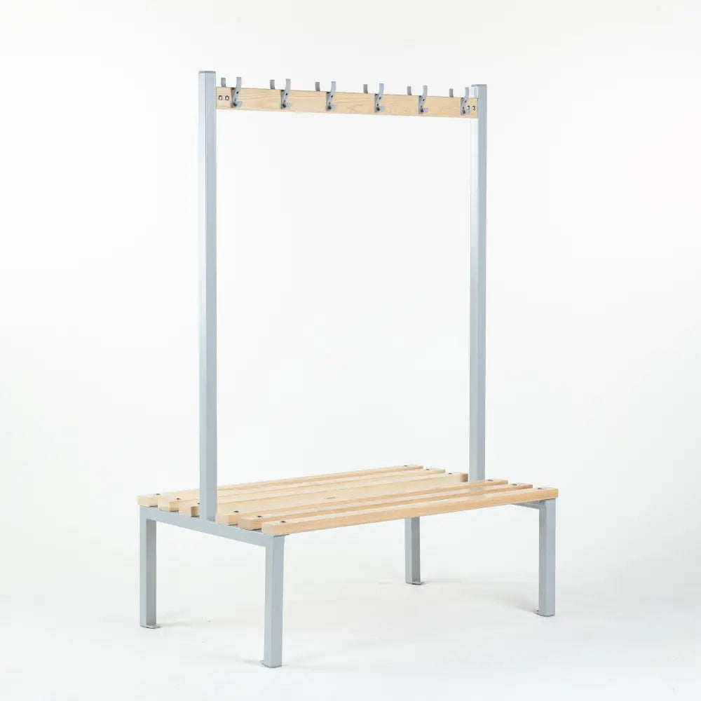 Double Sided Cloakroom Bench with Coat Hooks - Entryway Storage & Seating Solution for Home, Mudroom, or School Locker Room