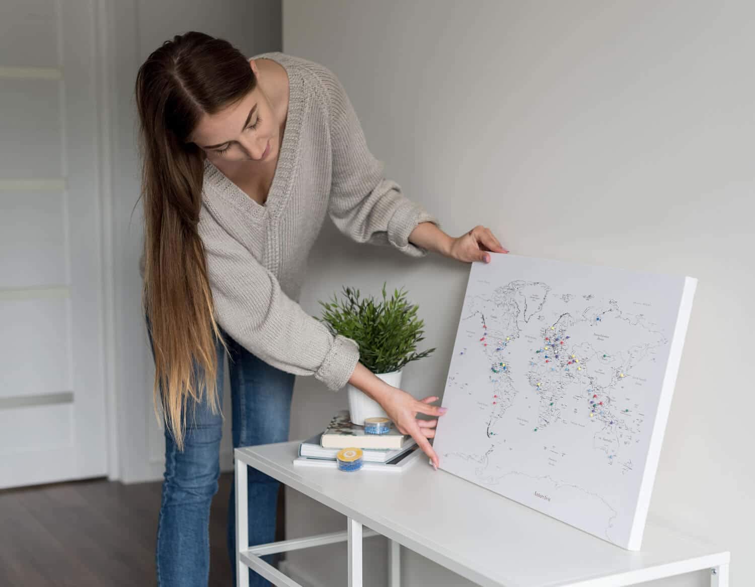 Small World Map with Pins - Push Pin Travel Map for Tracking Adventures - 23.6x15.7 Inch Cork Pinboard - Perfect for Home Office Decor & Travel Enthusiasts - Mark Your Visited Countries & Dream Destinations