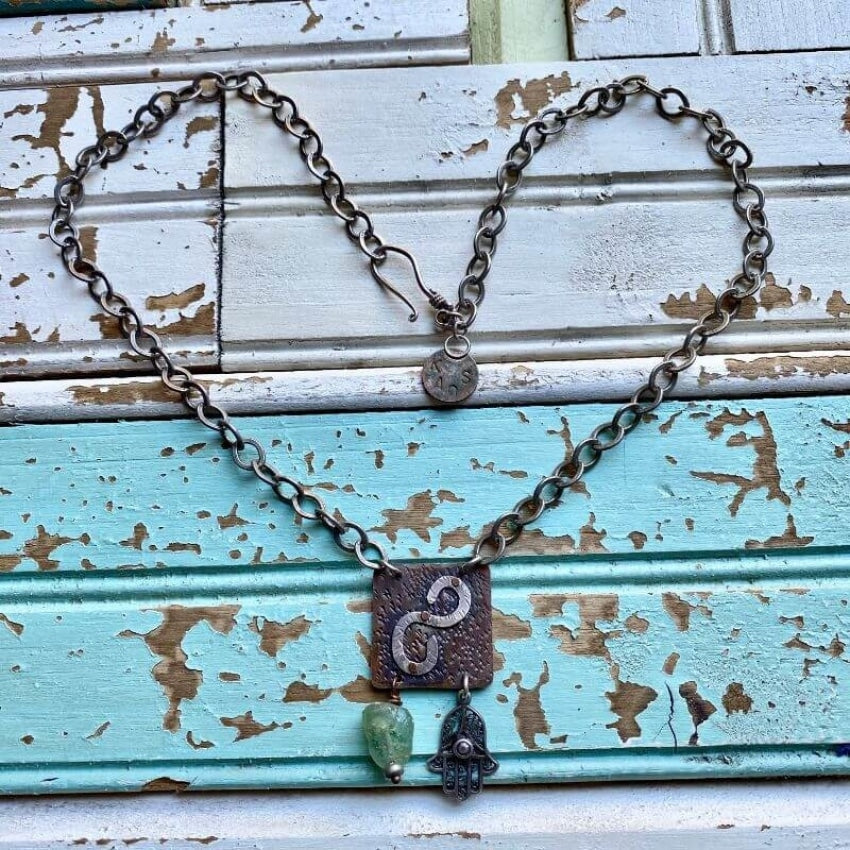 Vintage Copper and Sterling Silver Necklace by KAOS - Handmade Boho Jewelry for Women, Dainty Layering Necklace, Perfect for Everyday Wear, Gifts, and Special Occasions