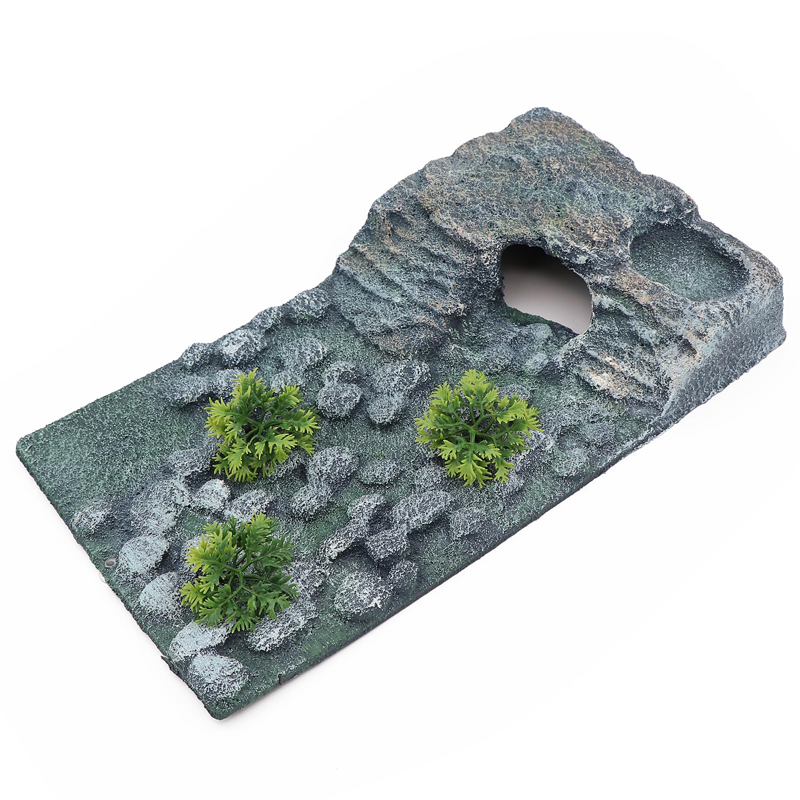 AQUA KT Turtle Ramp - Basking Platform & Hideout for Aquatic Turtles - Includes Food Bowl & Terrarium Plants - Complete Aquatic Turtle Habitat Decor Kit (1 Pack) - Perfect for Turtle Tanks, Aquariums & Reptile Enclosures
