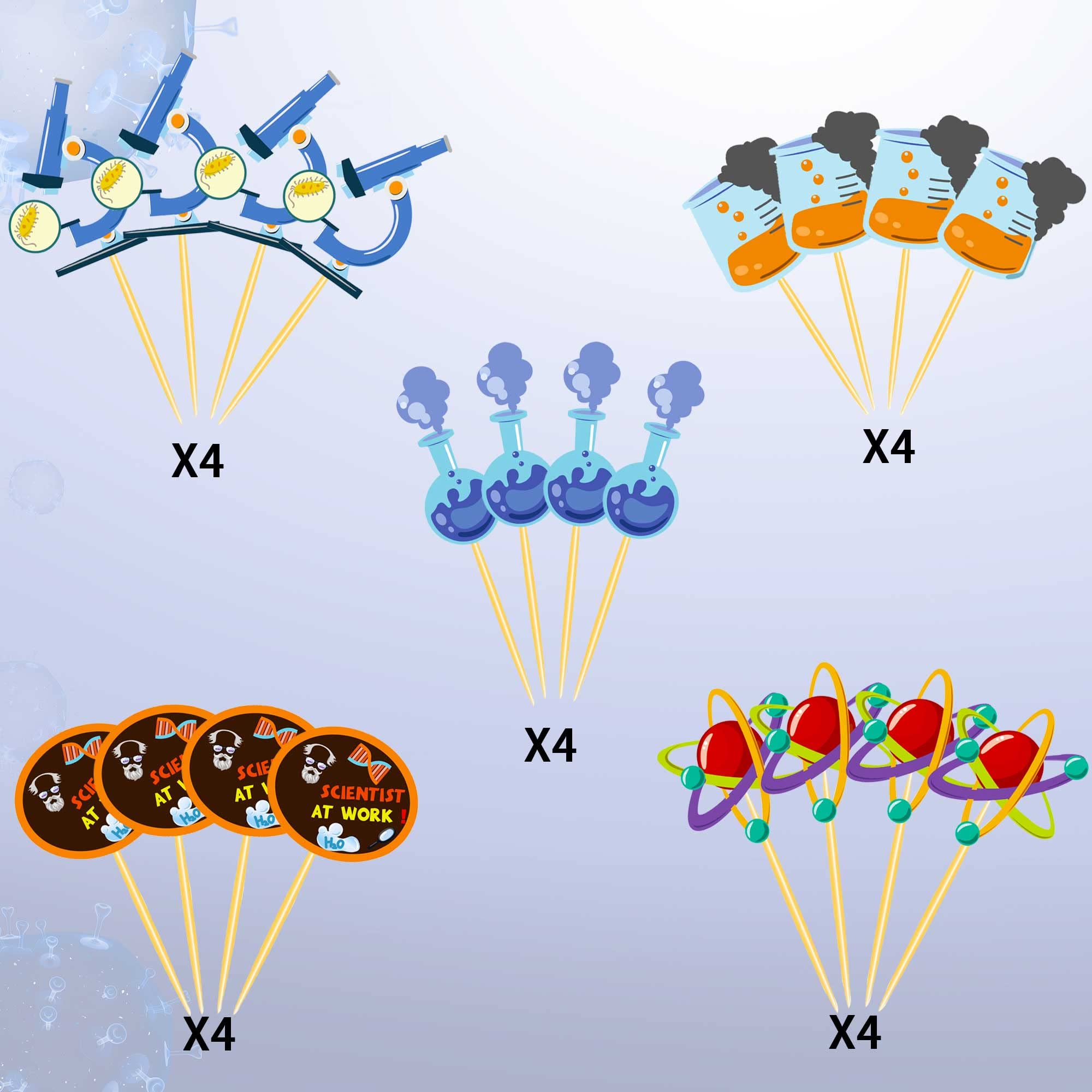 LaVenty 40 PCS Science Themed Cupcake Toppers - Science Party Decorations, Favors & Wrappers for Birthday Celebrations - Perfect for Science Classroom Parties, STEM Events & Kids Birthday Decorations