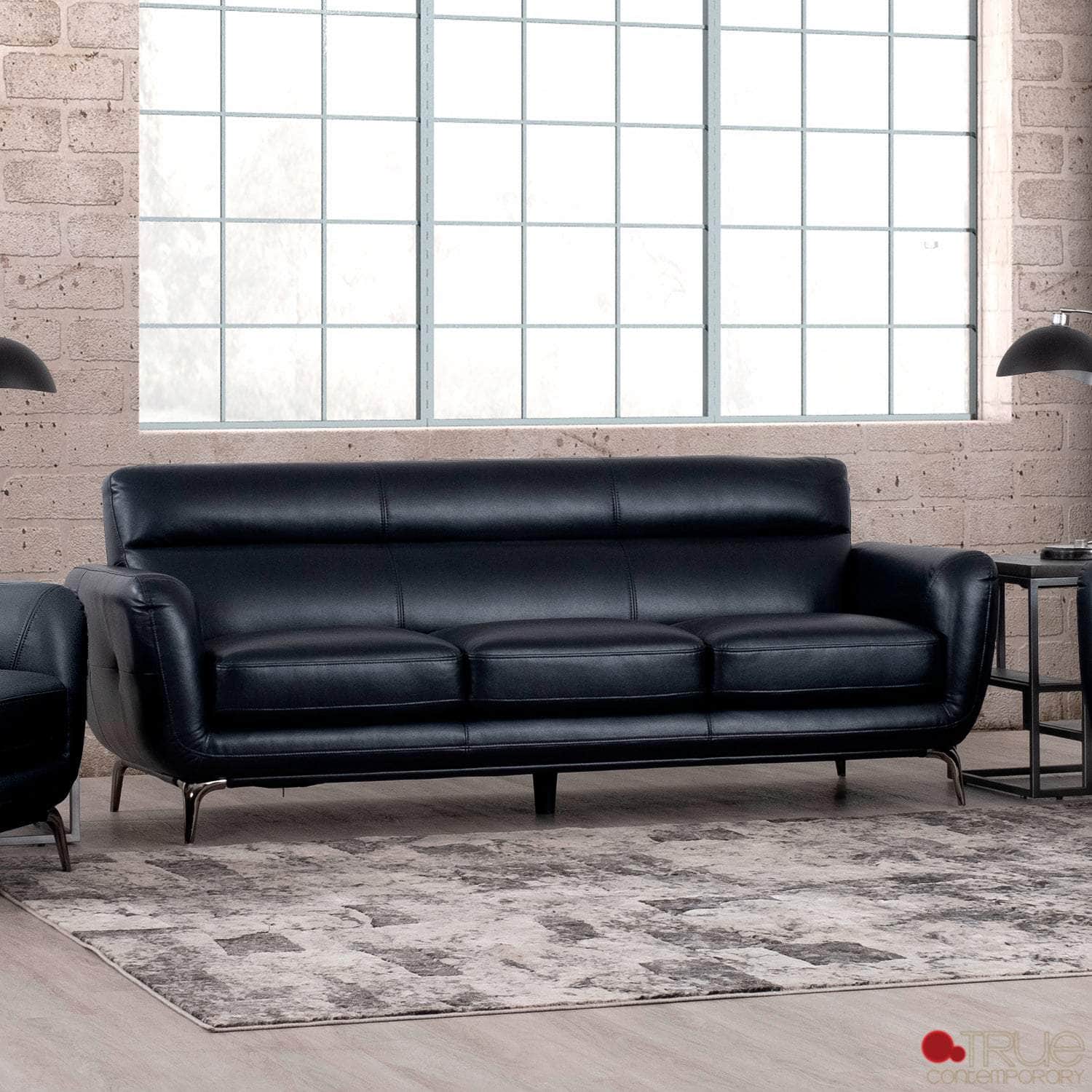 William Tufted Faux Leather Sofa - 2 Color Options | Modern Tufted Vegan Leather Couch for Living Room, Office & Lounge