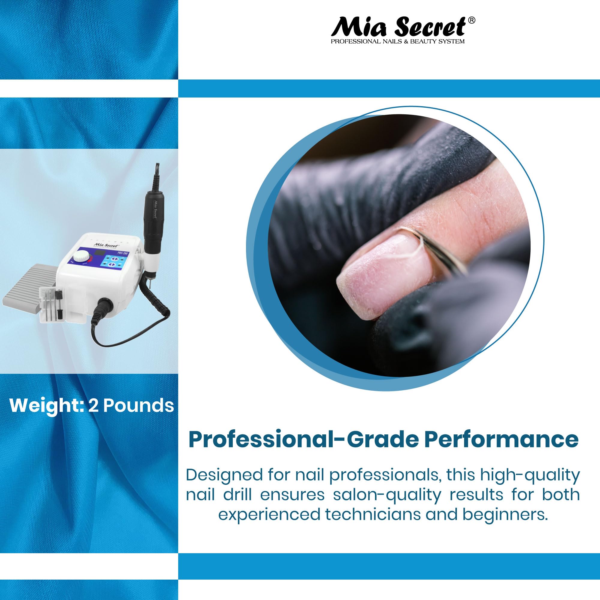 MIA SECRET Professional Nail Drill Machine - 30,000 RPM High Speed PRO-284 for Acrylic, Gel & Nail Art | Perfect for Salon & Home Manicure/Pedicure