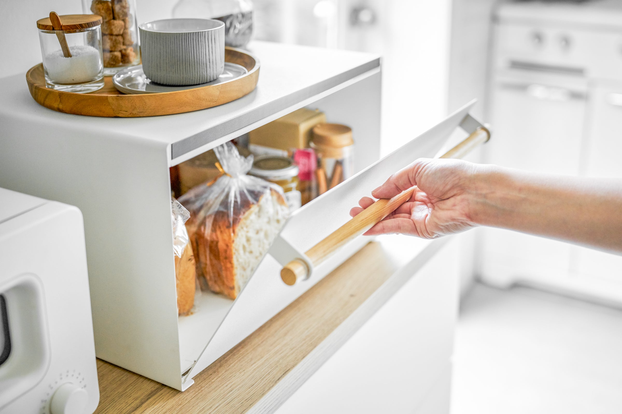 Stainless Steel & Wood Bread Box - 2 Styles for Fresh Bread Storage | Perfect for Kitchen Countertop, Pantry, and Dining Table Organization