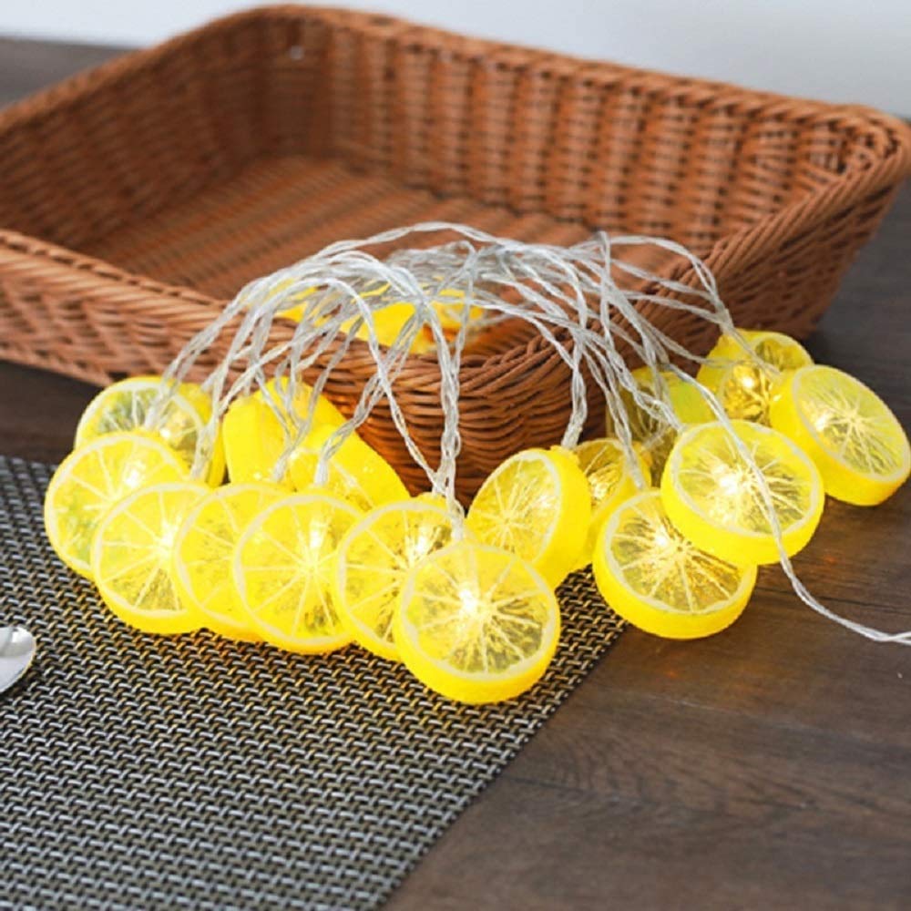 20 LED Lemon String Lights - 3m Fairy Lights for Indoor & Outdoor Decor, Bedroom, Garden, Party | Waterproof & Energy-Efficient Decorative Lighting for Walls, Deck, Backyard, Wedding, Christmas