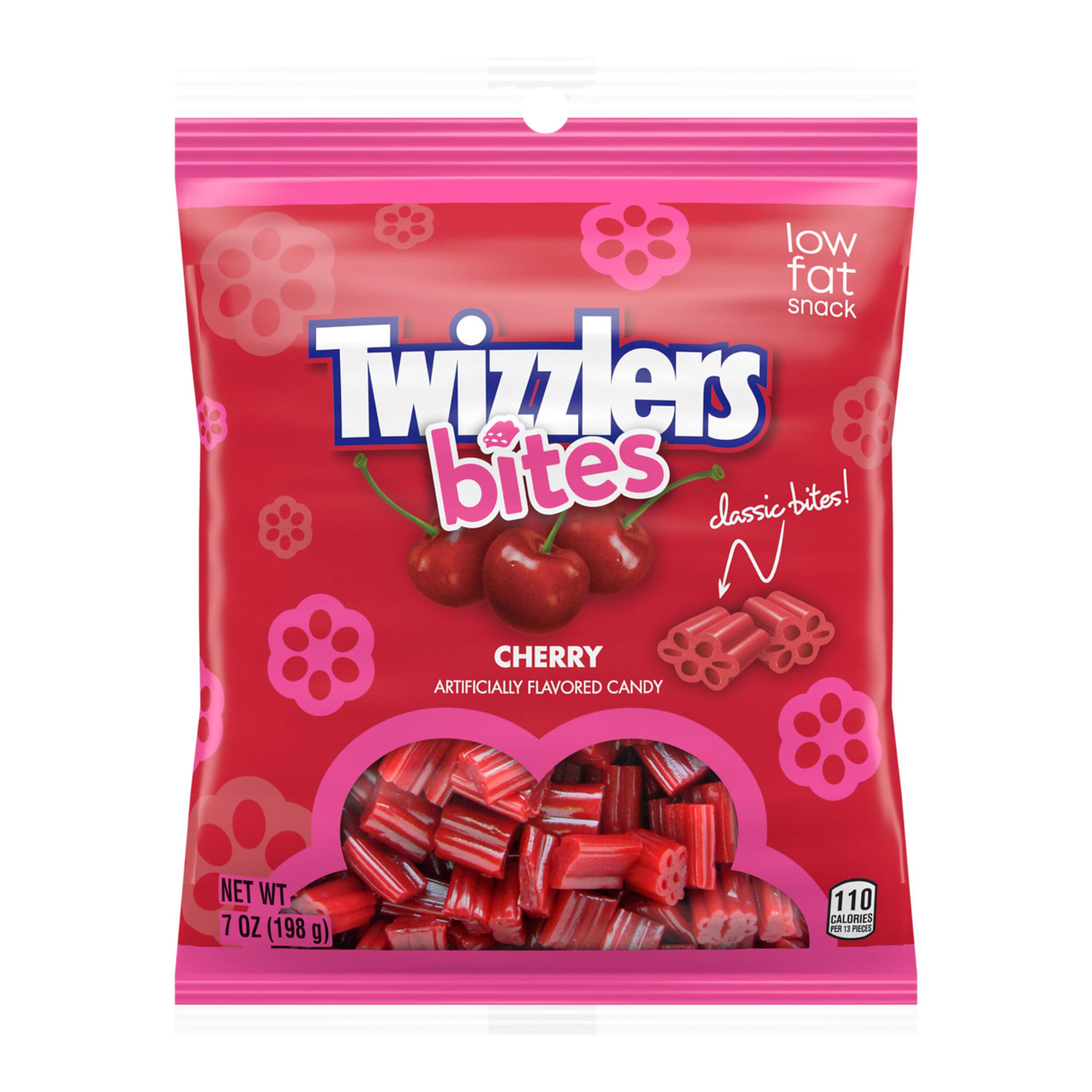 Twizzlers Bites Cherry Candy Bags - 7 oz (12 Count) | Bulk Pack of Strawberry-Flavored Licorice Twists | Perfect for Halloween Treats, Party Favors & Office Snacks