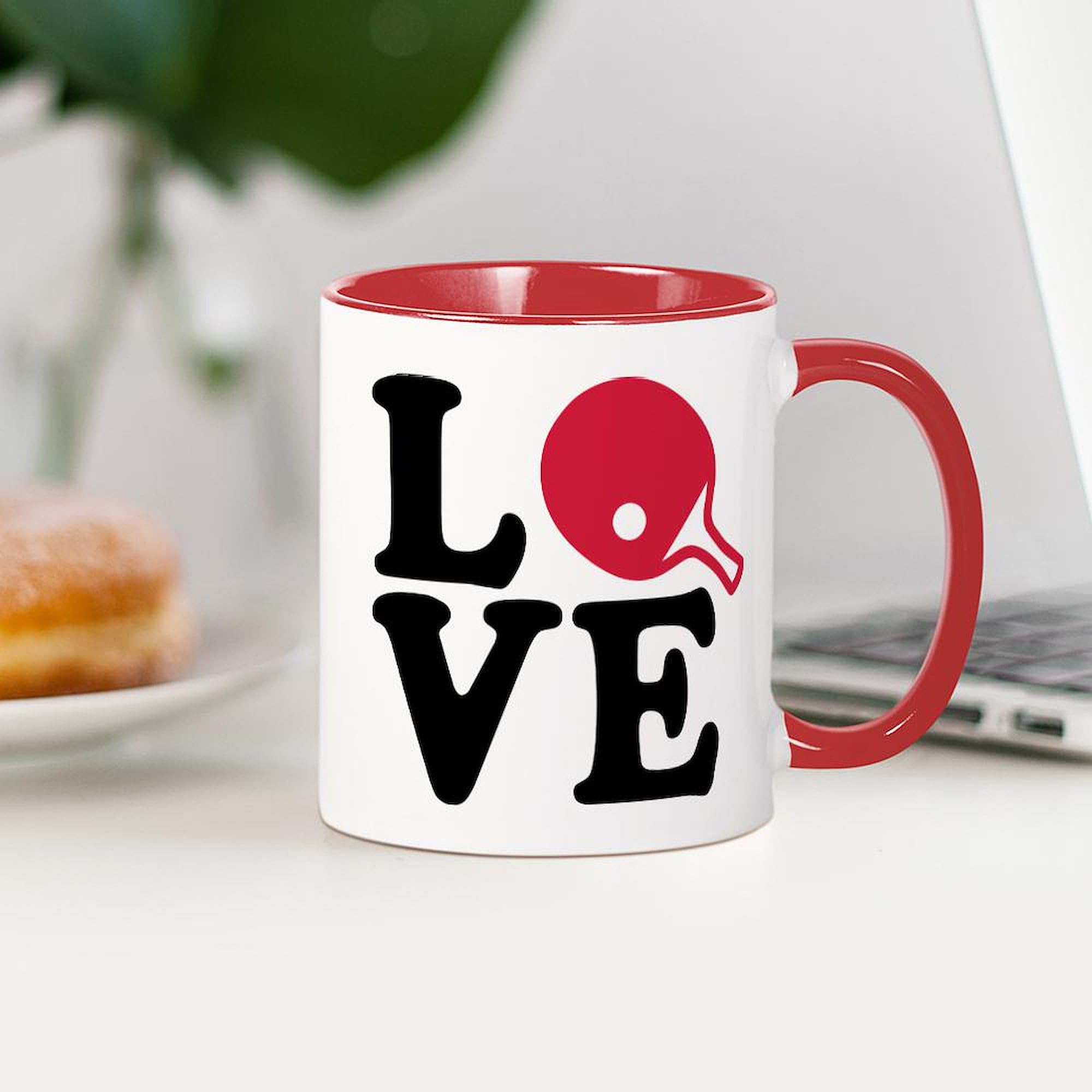 Table Tennis Love Ceramic Coffee Mug 11oz - Perfect for Ping Pong Fans & Gifts