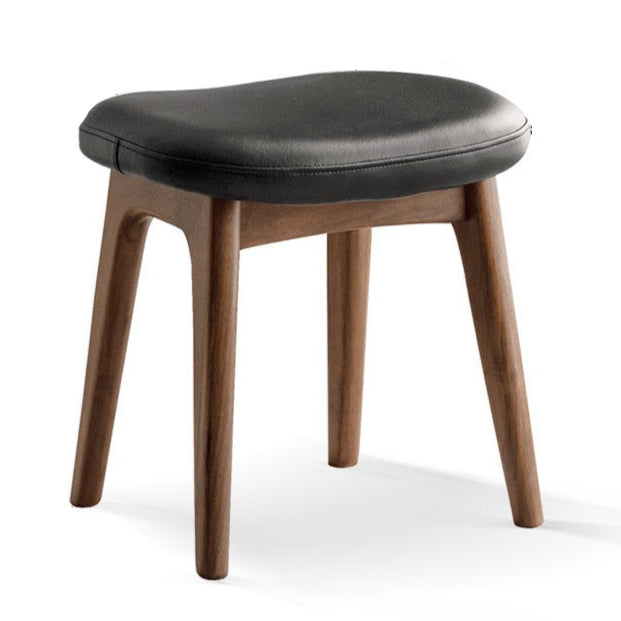 Premium Solid Oak & Black Walnut Wood Makeup Stool - Elegant Vanity Seat with Cushion for Bedroom, Dressing Room & Beauty Salon