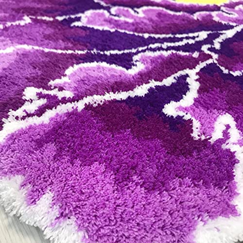 Purple Peony Flower Shaped Rugs - Plush Non-Slip Bath Mat & Washable Floral Area Rug for Bedroom, Kitchen, Bathroom | Soft Floor Decor for Home, Dorm, Nursery
