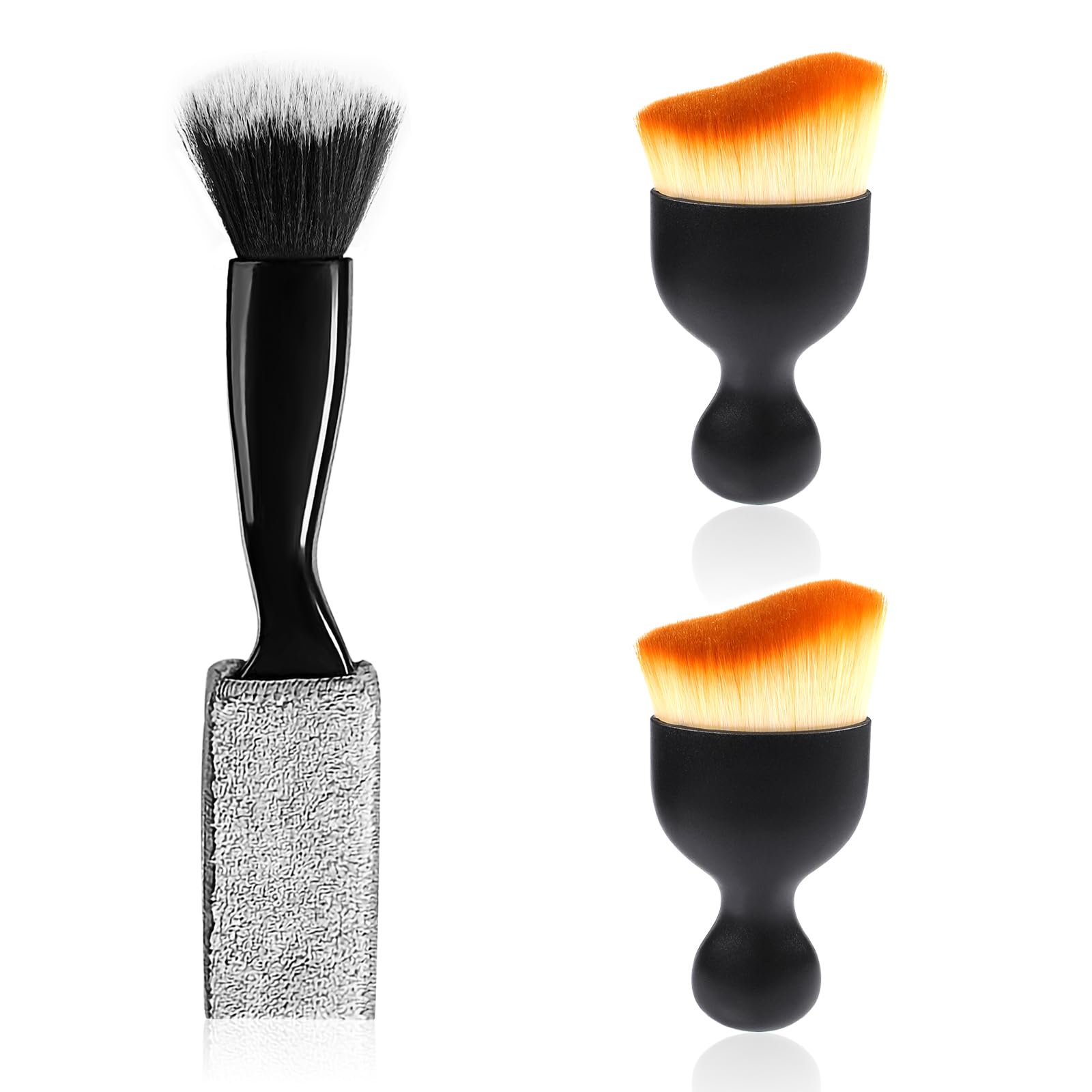 3-Piece Car Interior Dust Brush Set - Soft Bristle Detailing Brushes for Dashboard, Vents & Panels - Includes 1 Double Head Black Brush & 2 Interior Cleaning Brushes - Perfect for Car Detailing & Auto Interior Maintenance