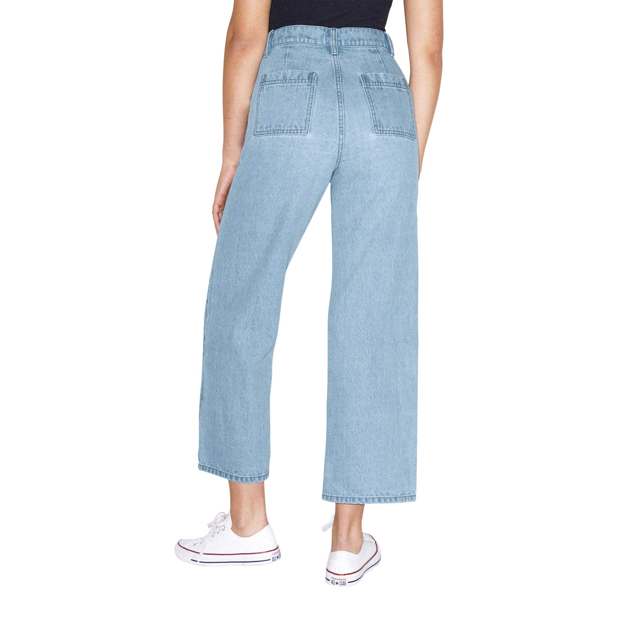 American Apparel Women's High Waisted Wide Leg Cropped Jeans - Comfortable Stretch Denim Pants for Casual Wear, Street Style & Summer Outfits