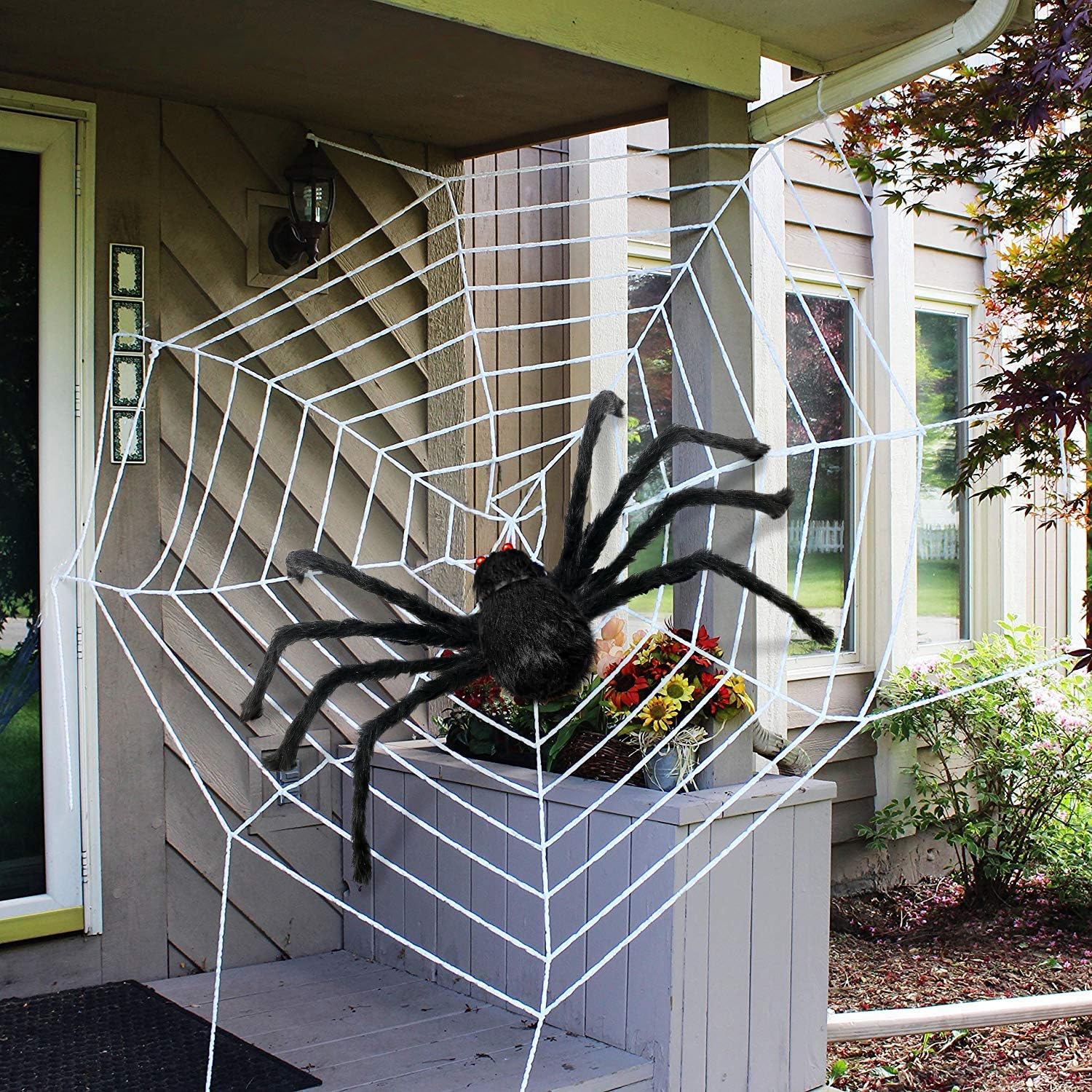 11.8 Inch Realistic Giant Hairy Halloween Spider Decor - Scary Fake Spider Prop for Halloween Party, Yard, Outdoor & Indoor Decorations - Perfect for Haunted House, Porch, and Front Door Halloween Displays (1 Pack)