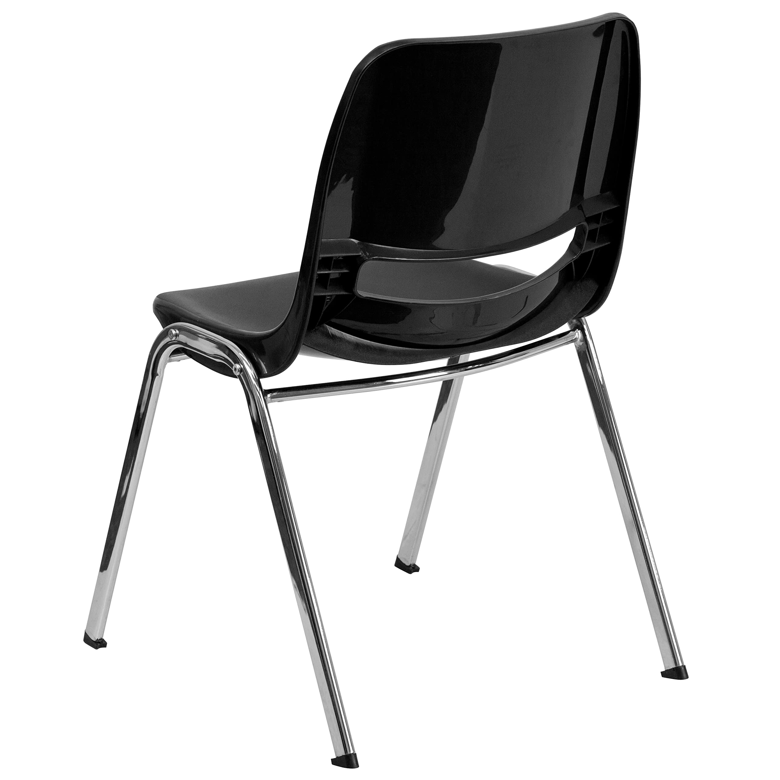 EMMA & OLIVER Black Ergonomic Stackable Office Chair with Chrome Frame - 16