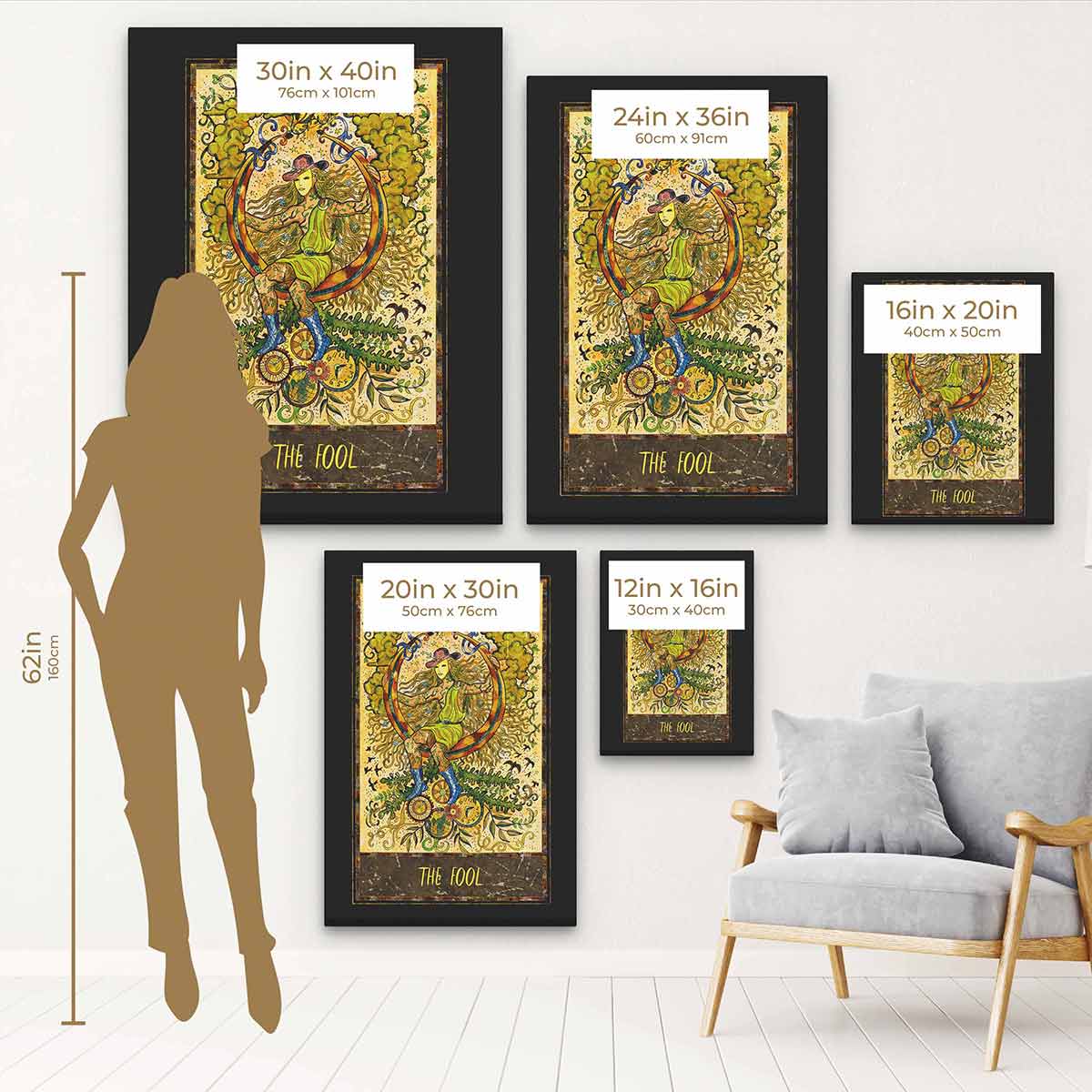 The Fool Tarot Card Wall Art - Yellow Canvas Print for Home Decor, Spiritual Gifts & Tarot Enthusiasts | Perfect for Living Rooms, Bedrooms & Meditation Spaces